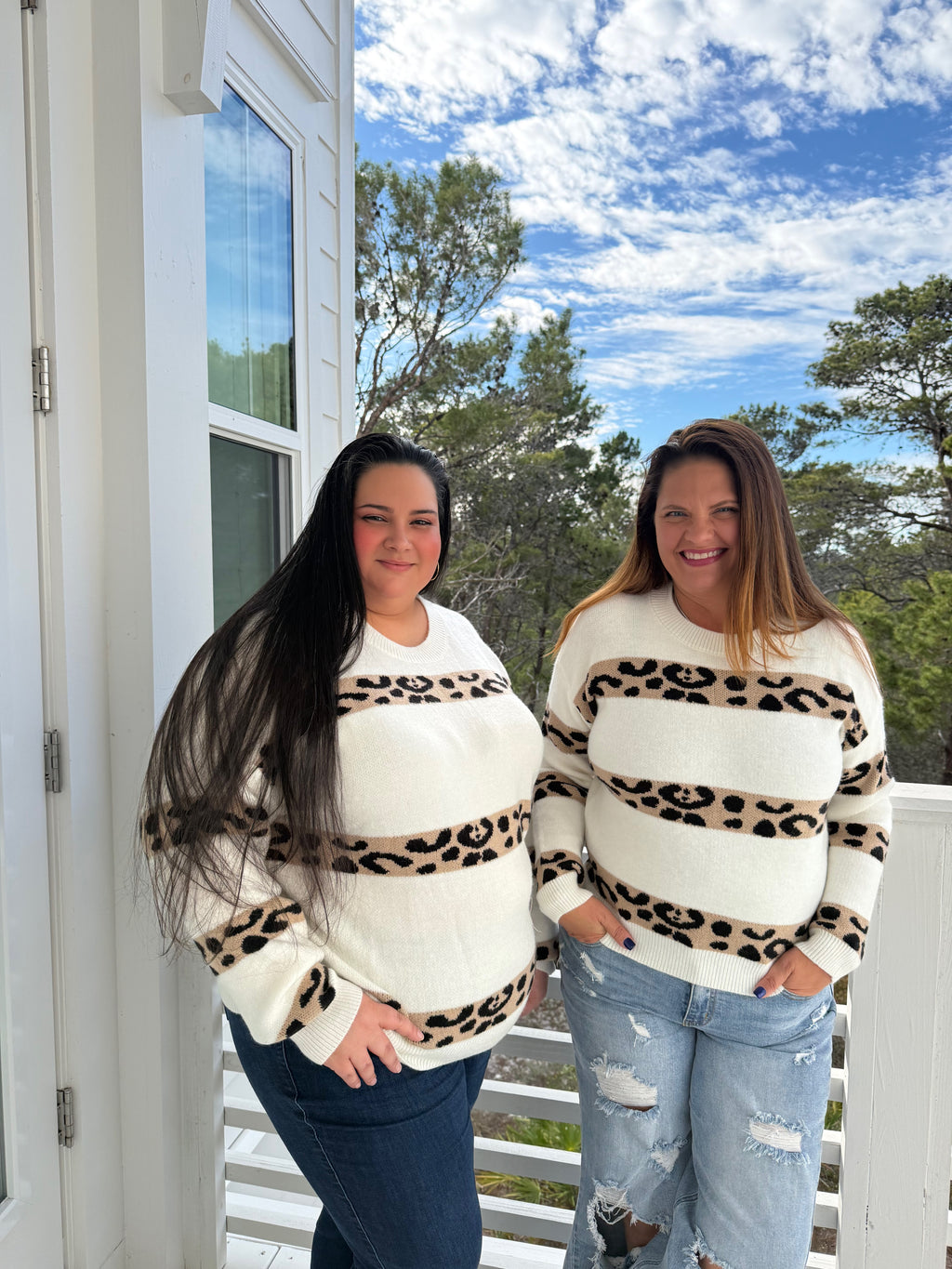 Relaxed Fit Leopard Stripe Knit Sweater by Sew In Love (Ships 2-3 weeks) - BFF Here