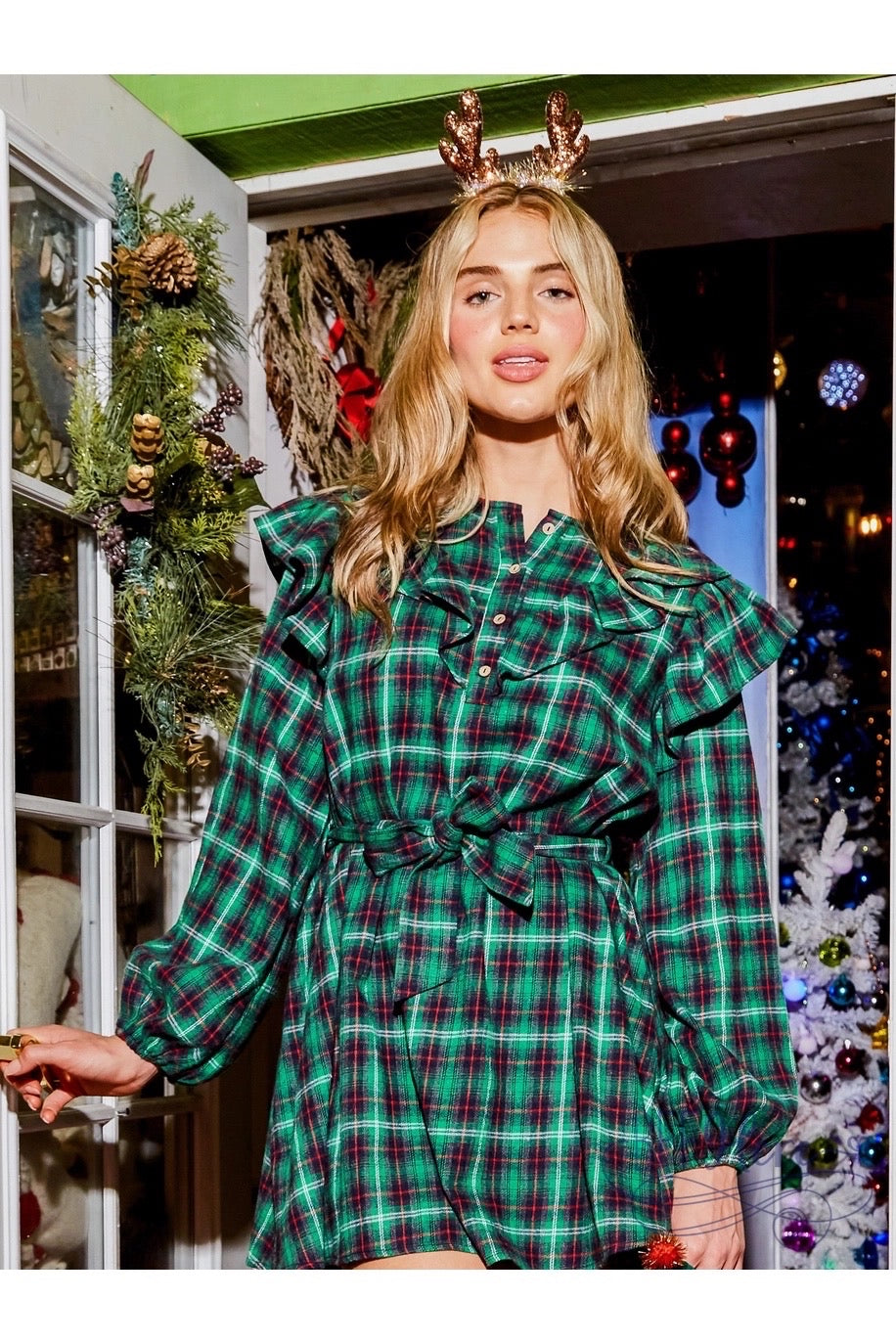 Checkmate Chic: Ruffled Plaid Mini Dress - BFF Here