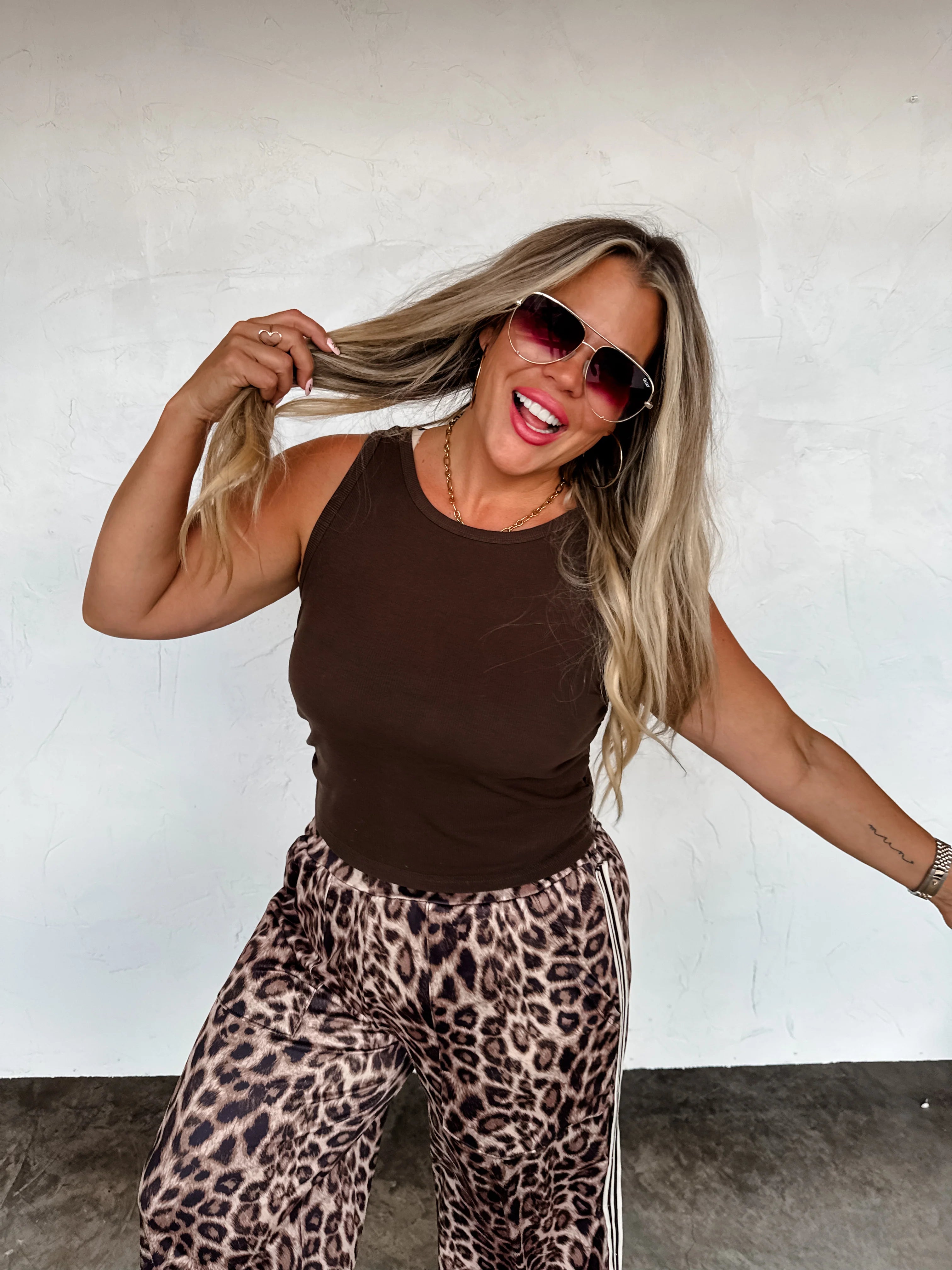 PREORDER: Haddie Silky Cheetah Wide Leg Pants by Blakeley (Beginning of October) - BFF Here