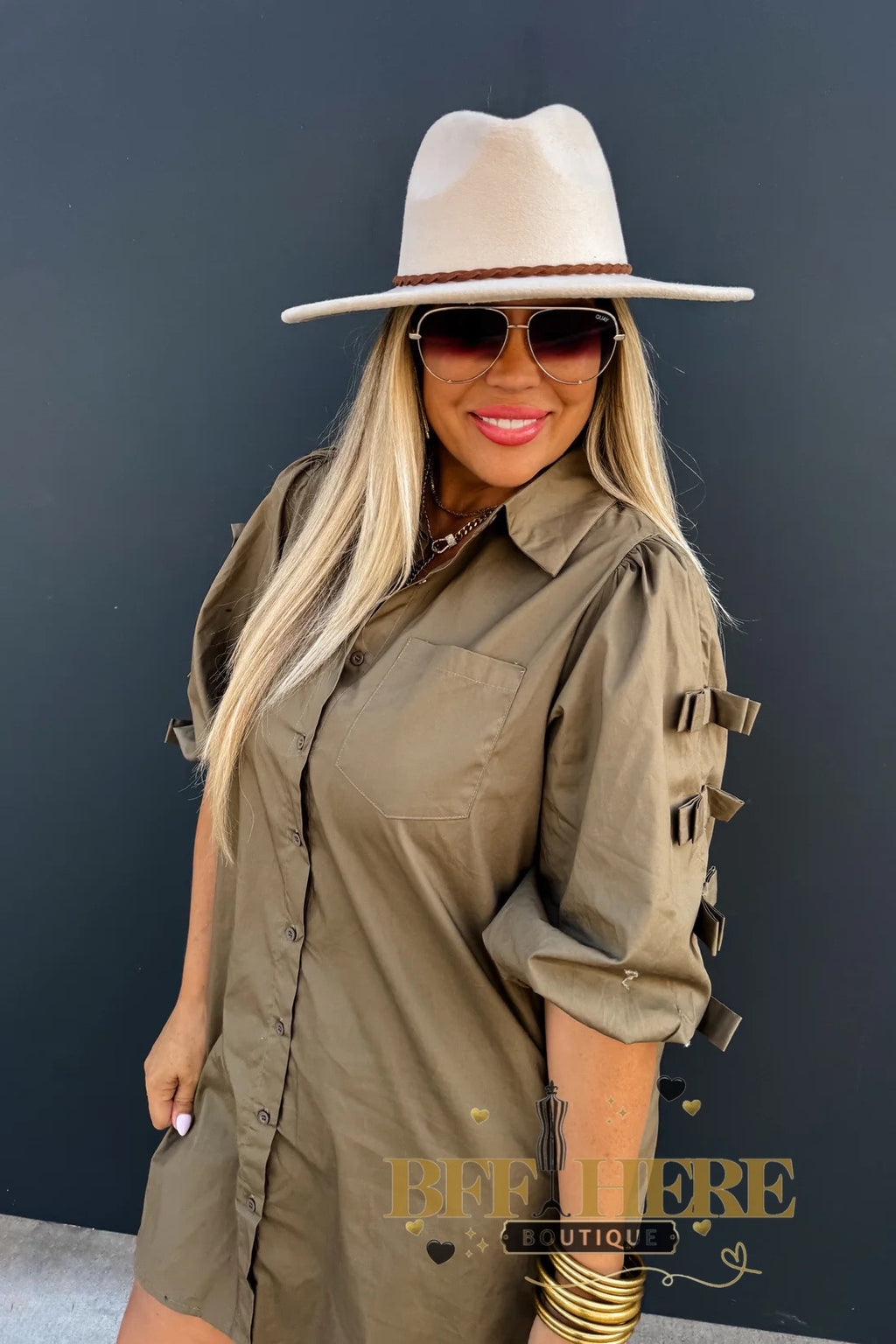 Skyler Bow Sleeve Dress - BFF Here