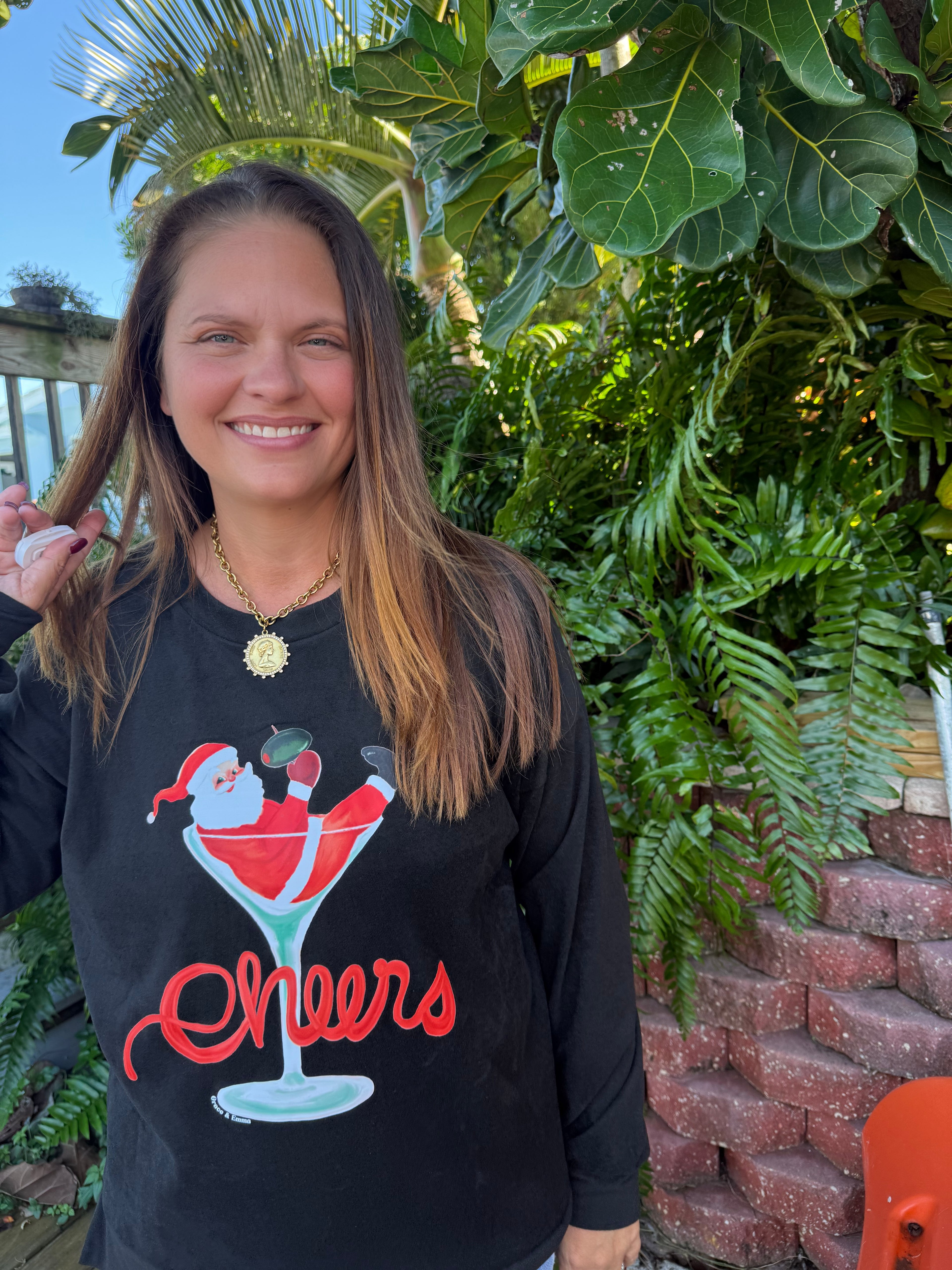 Cheers Santa Crewneck by Grace & Emma - BFF Here