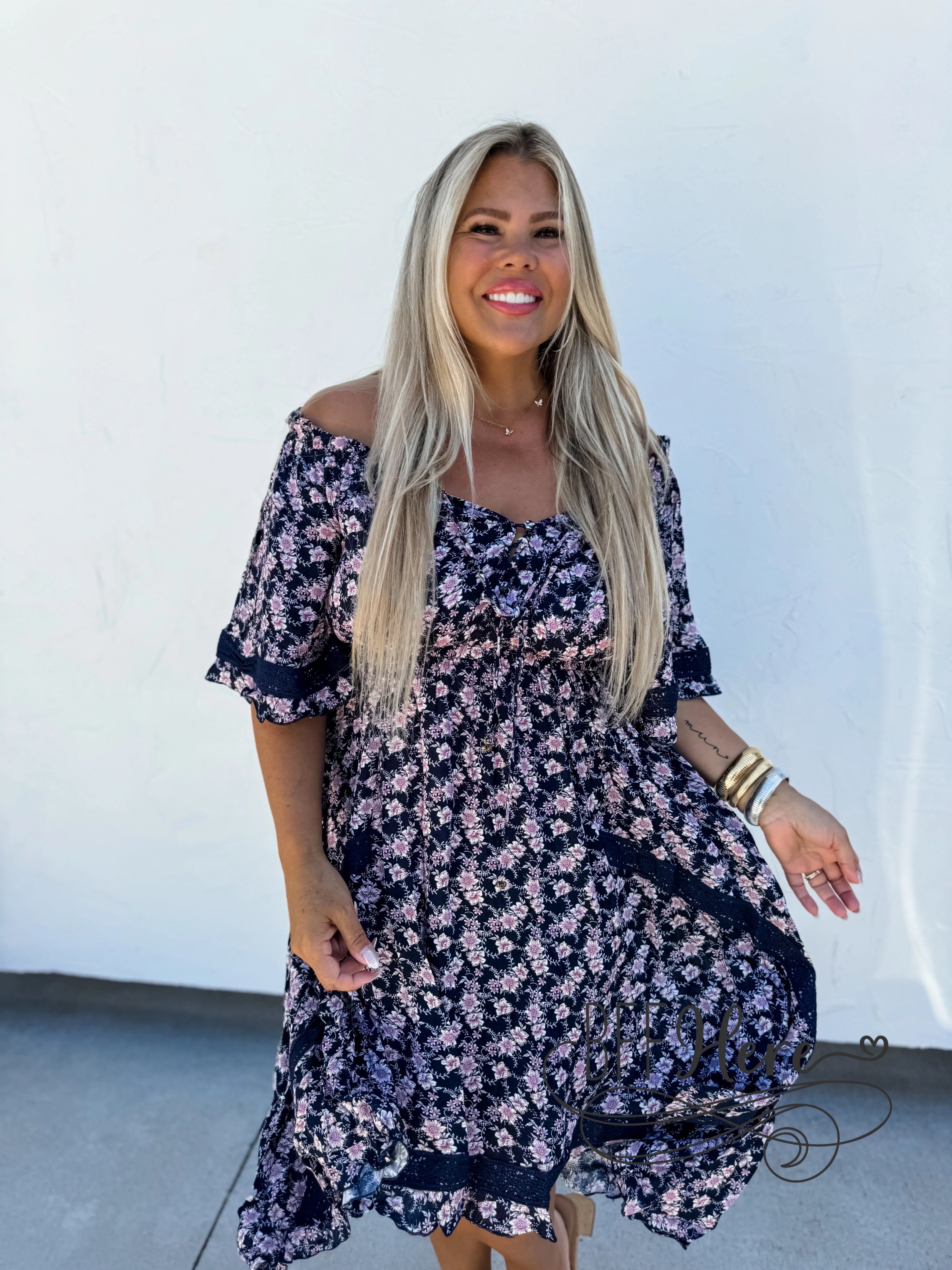 Garden Lace: Enchanting Floral and Crochet Dress - BFF Here