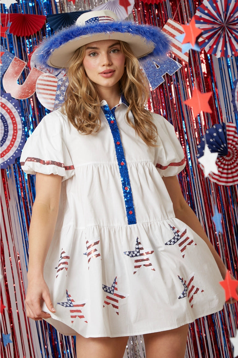 Patriotic Star Sequin Dress - BFF Here