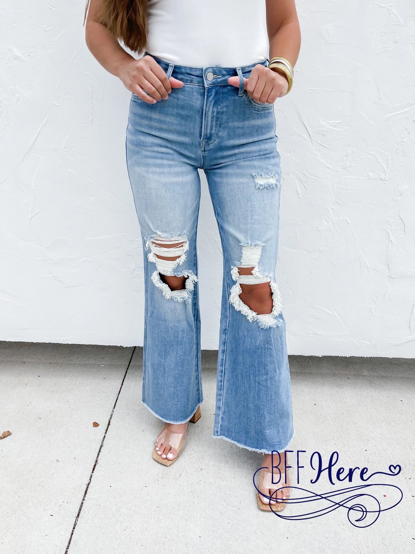 PREORDER: Lightwash Distressed Jeans by Blakeley (Ships Middle of December) - BFF Here