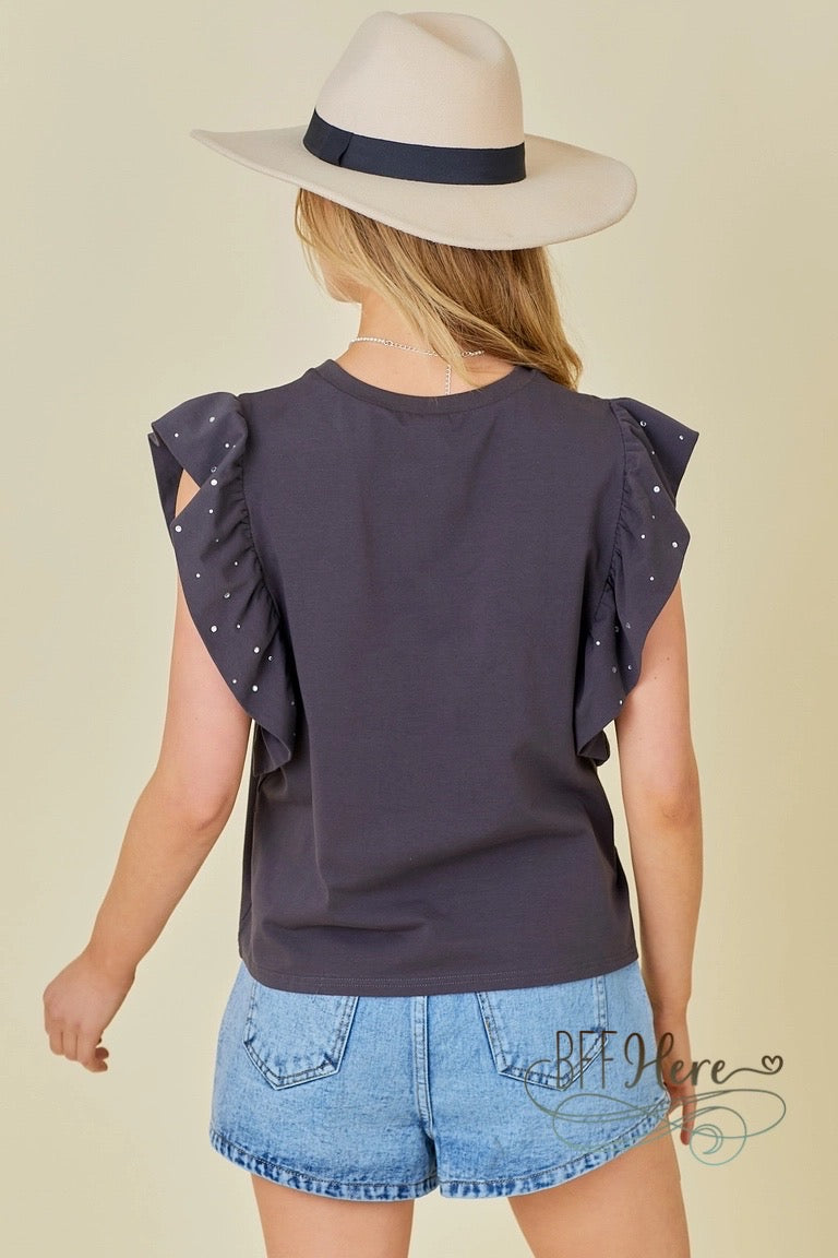 Rebel Rock & Roll World Tour Ruffle Sleeve T-Shirt - BFF Here