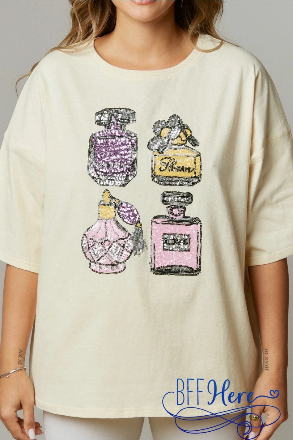 Scent of Glamour: Perfume Sequin Patch Tee - BFF Here