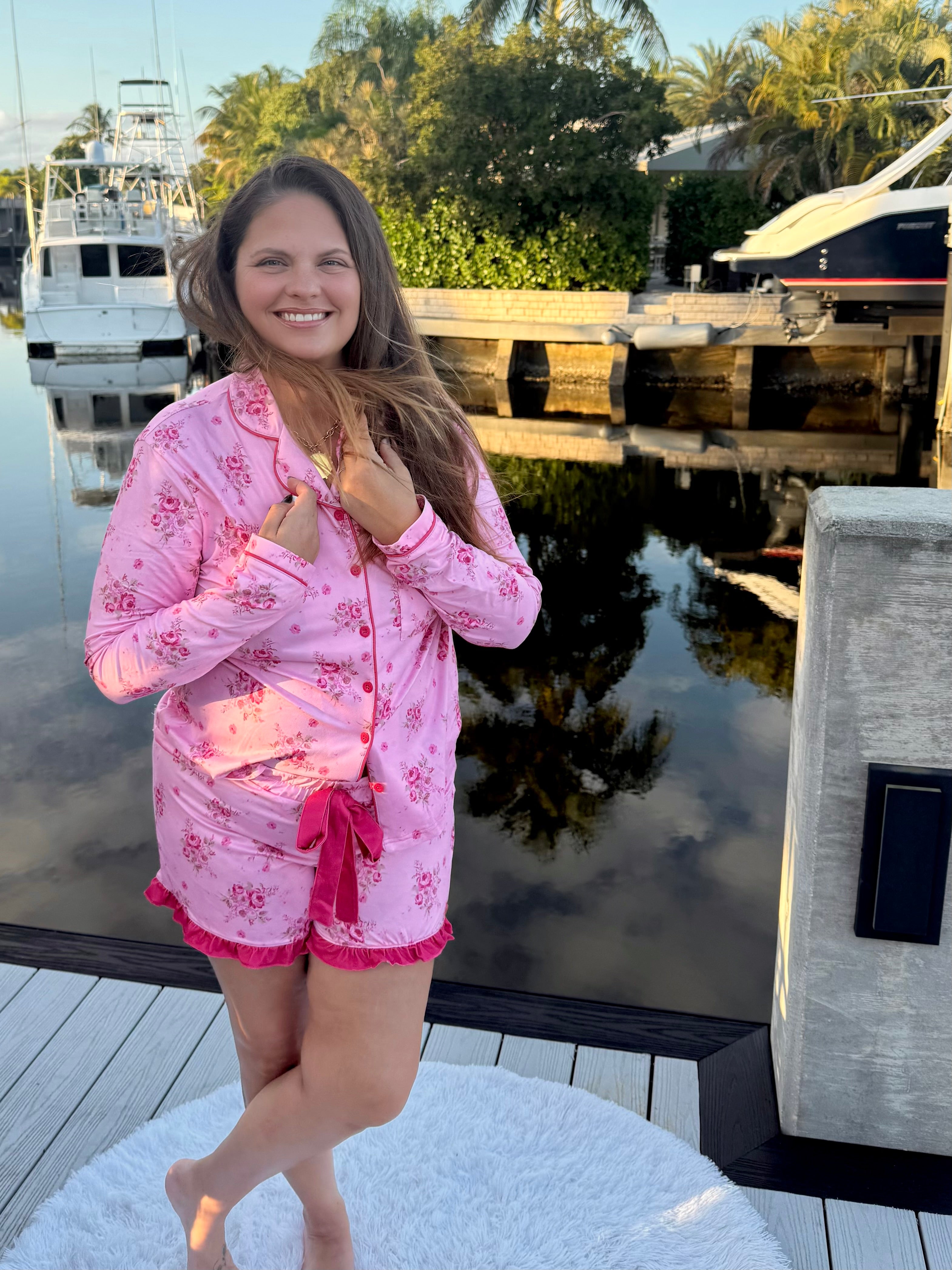 Blushing Blooms Ruffle Pajama Set by Jess Lea - BFF Here