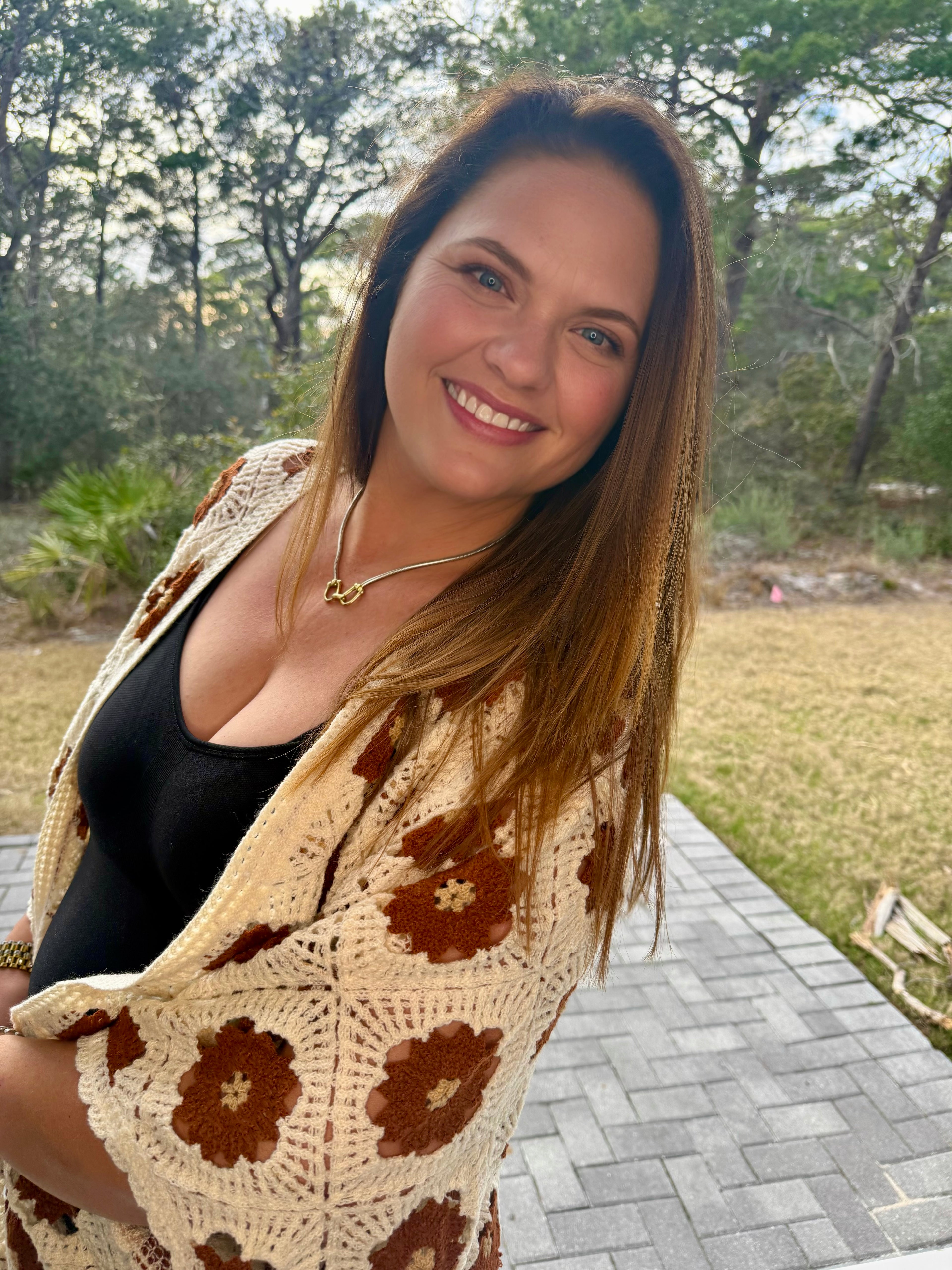 Preorder: Floral Pattern Crochet Maxi Open Cardigan Top by POL (ETA: March) - BFF Here