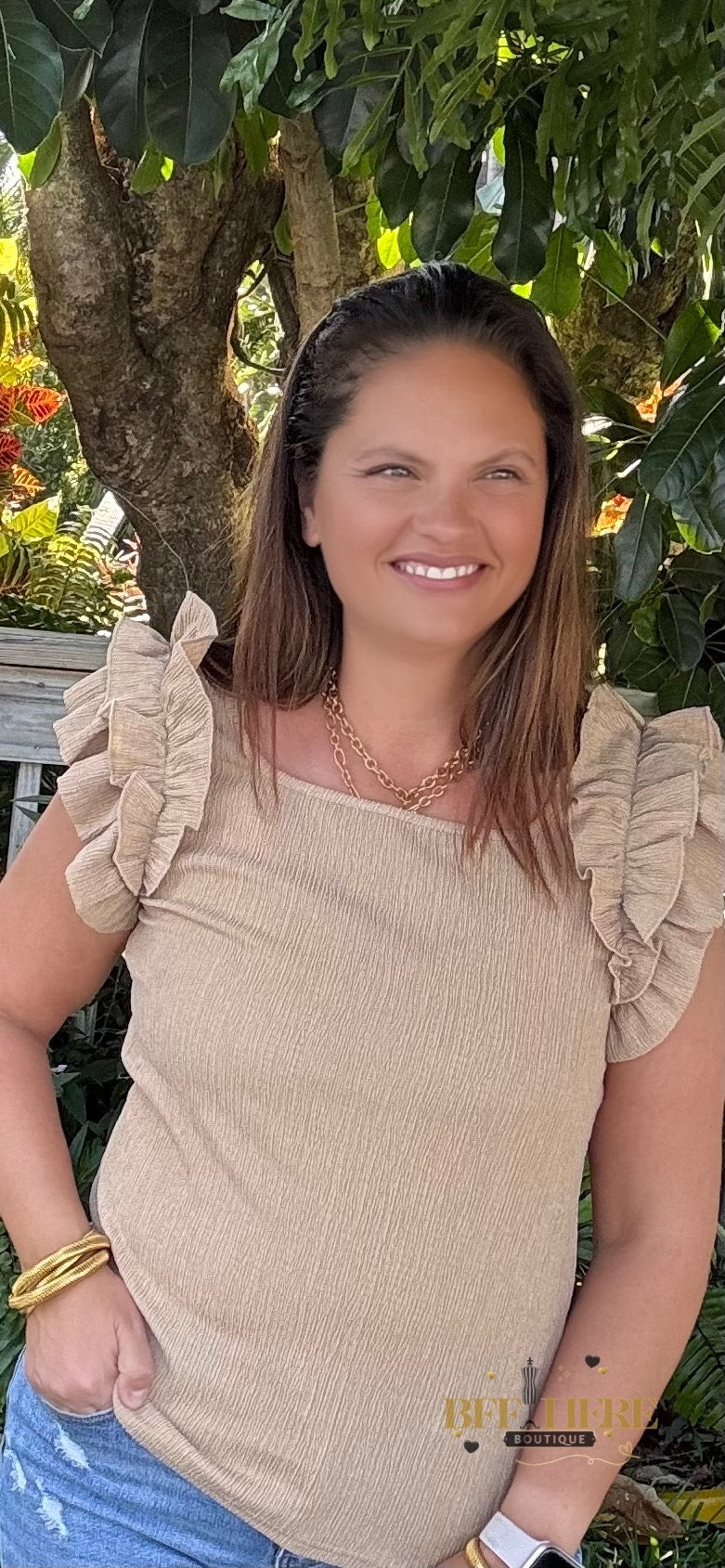 Ruffle Charm Textured Top - BFF Here