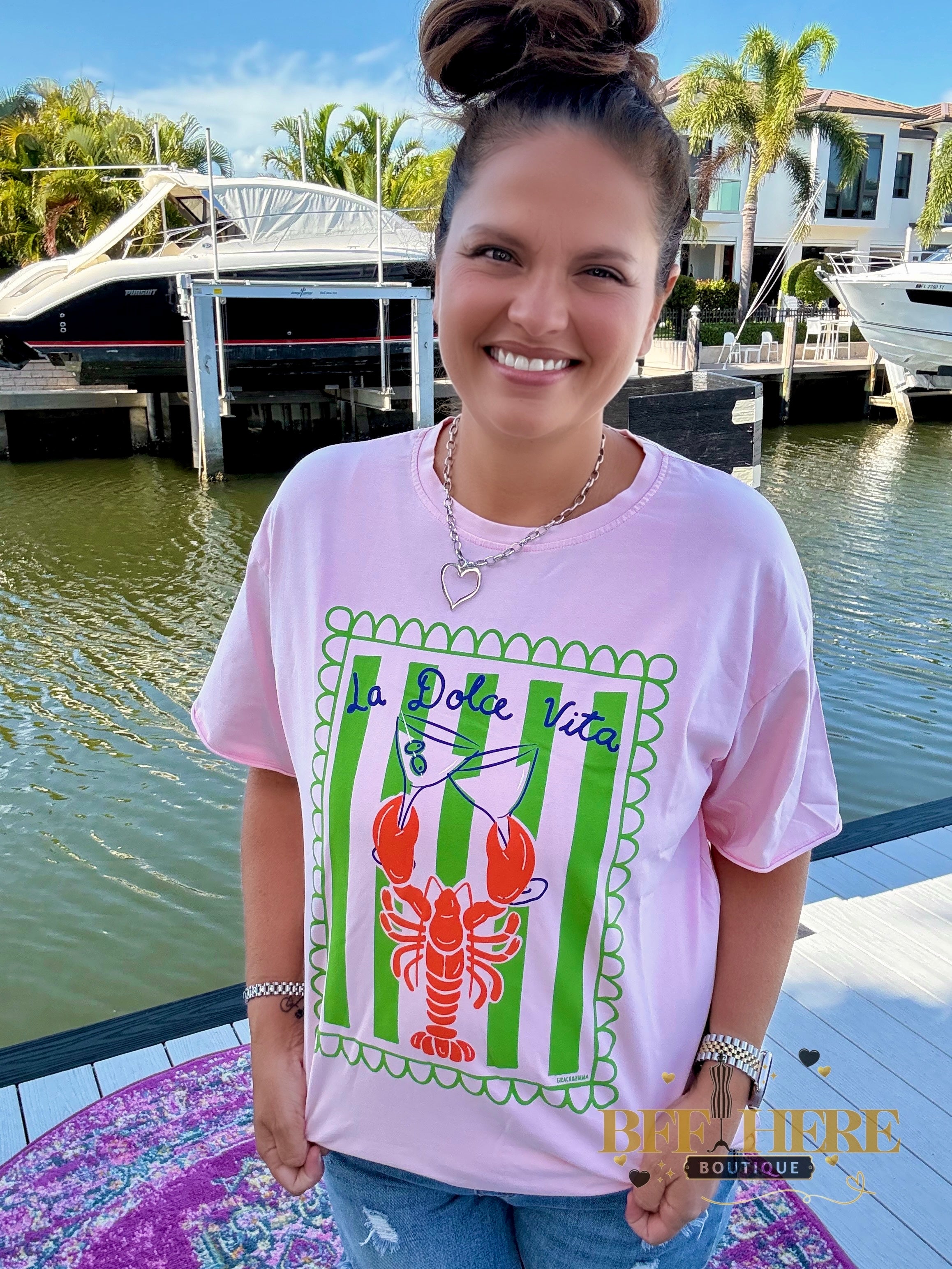 Dolce Vita on Pink Tee by Grace + Emma - BFF Here