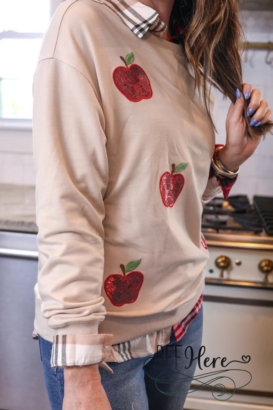 PREORDER - Apple Orchard Sequin Sweatshirt by Jess Lea (Ships Beginning of September) - BFF Here