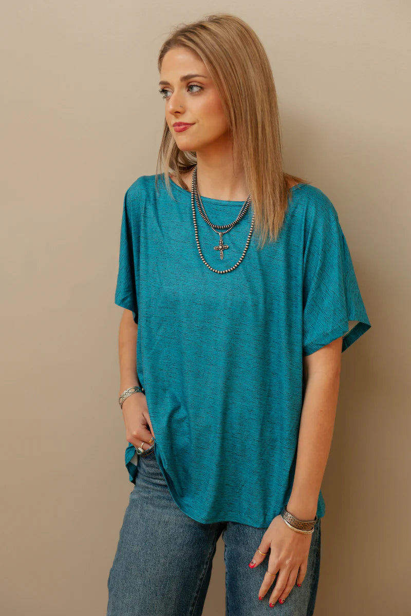 Fishing In The Dark Top / Heathered  Turquoise by Sterling Kreek - BFF Here