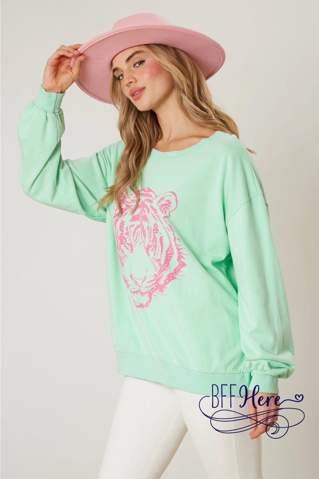 (PREORDER) Fierce Fashion: Tiger Print Loose Fit Sweatshirt (Ships End of January) - BFF Here