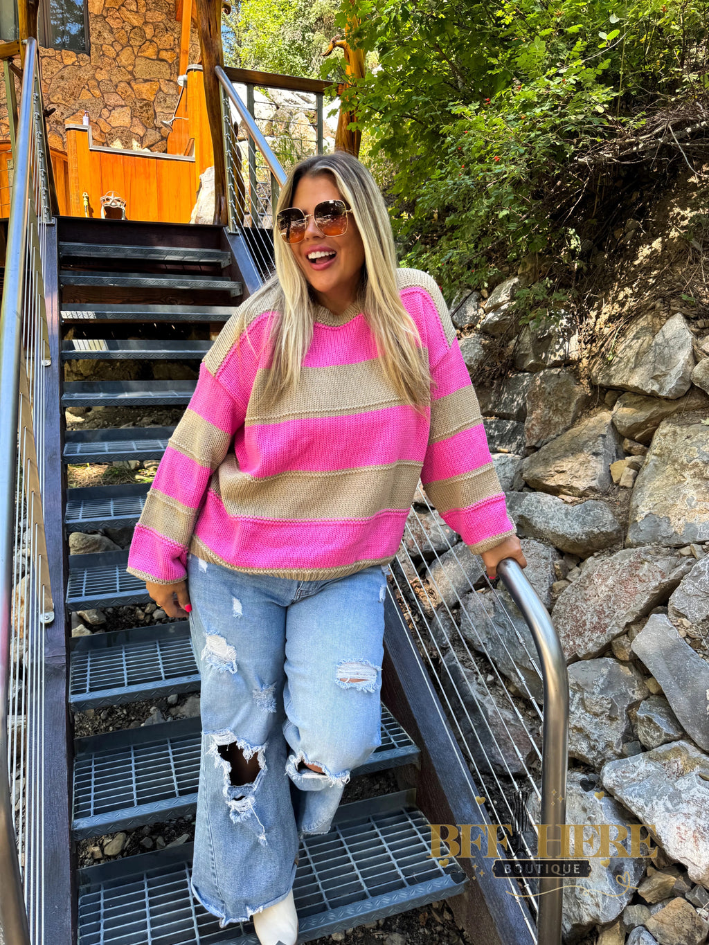 Kadie Stripe Knit Sweater / Choice Of Color by Blakeley - BFF Here