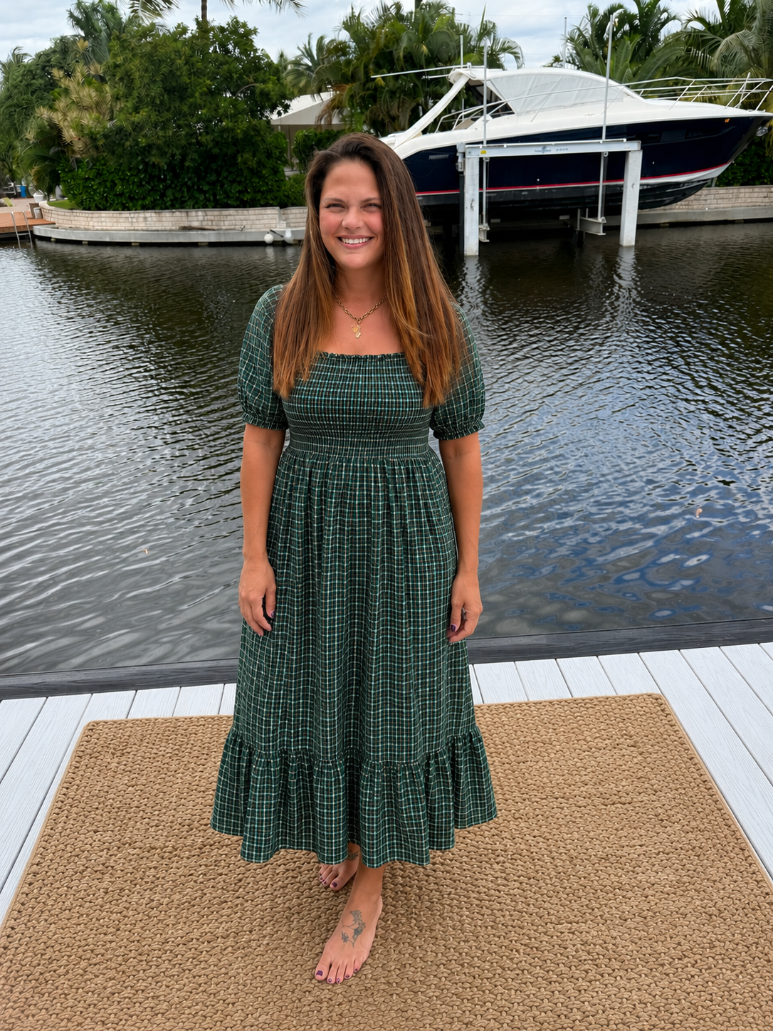 PREORDER: Evergreen Plaid Smocked Maxi Dress (ETA: August)