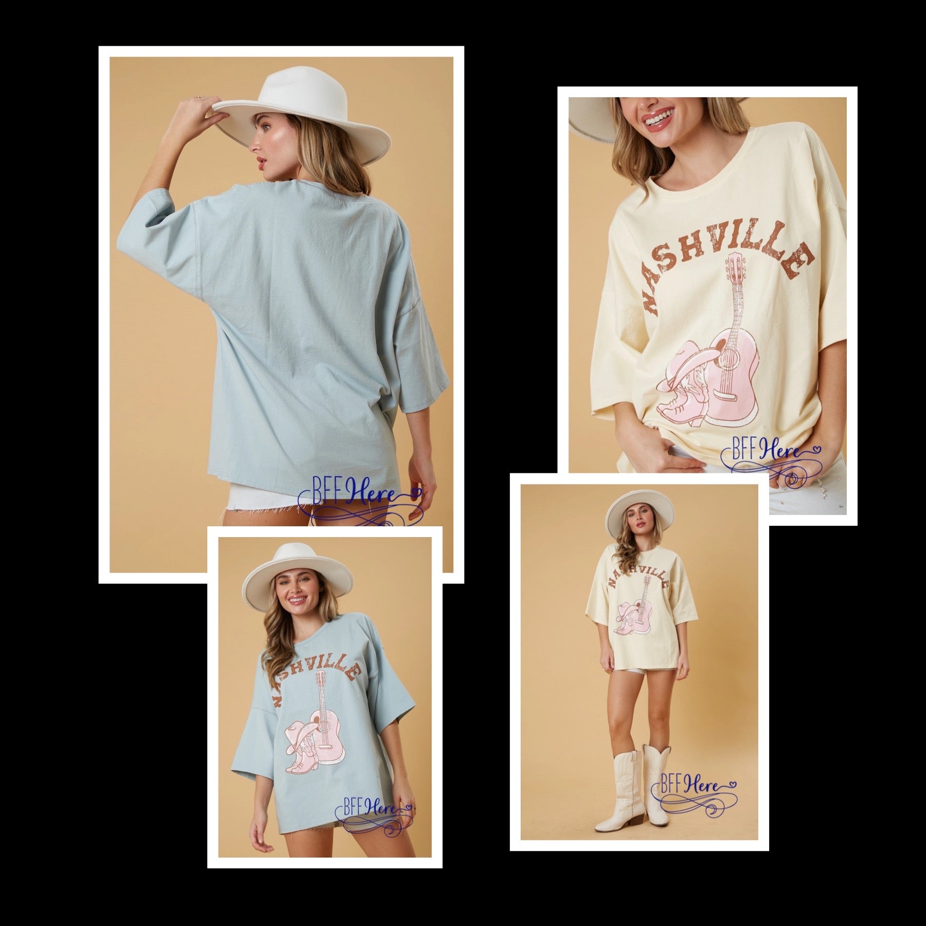 PREORDER: Music City Chic: Nashville Oversized Tee / Choice of Color (Ships Middle of March) - BFF Here