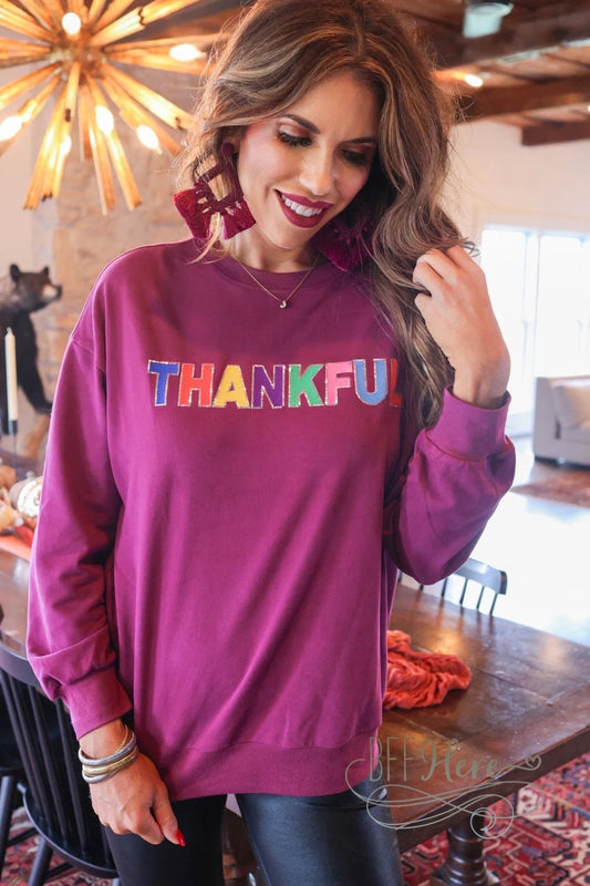 Thankful Sequin Sweatshirt by Jess Lea - BFF Here