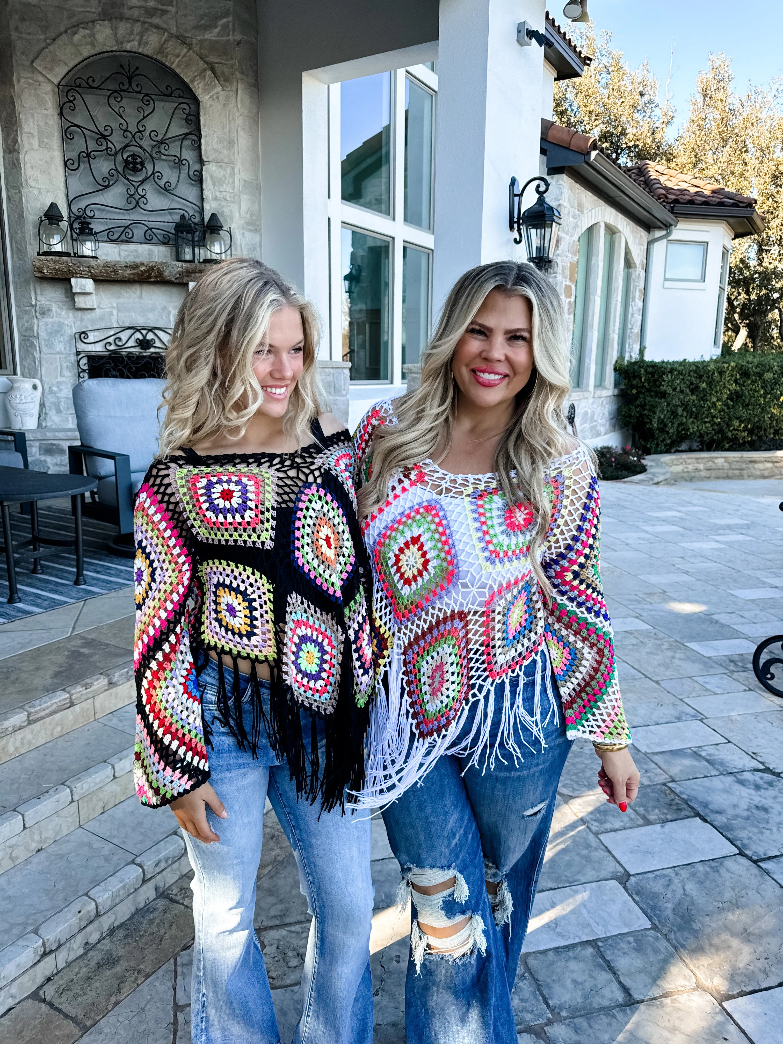 Boho Crochet Knit Top by Blakeley / Choice of Color - BFF Here