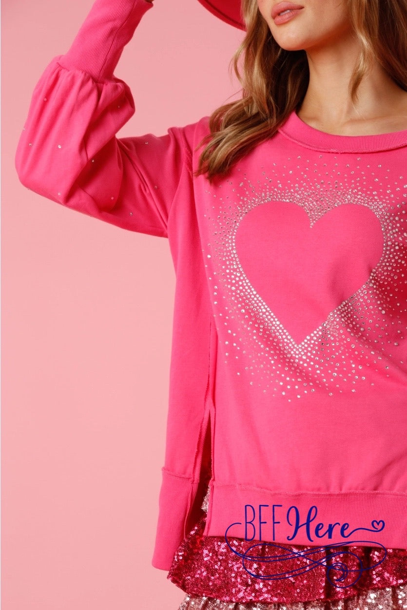 Sparkle & Shine: Rhinestone Heart Pullover - BFF Here