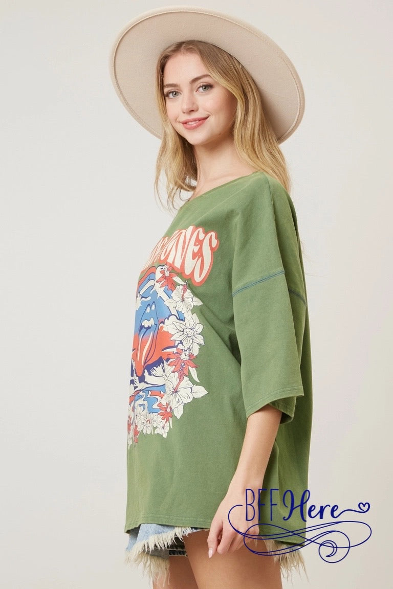 PREORDER: Rock Legend: Rolling Stones Graphic Oversized Tee (Ships Middle of March ) - BFF Here
