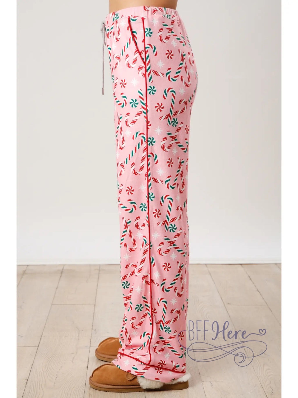 Candy Cane Print PJ Pants: Sweet Dreams of the Holidays - BFF Here
