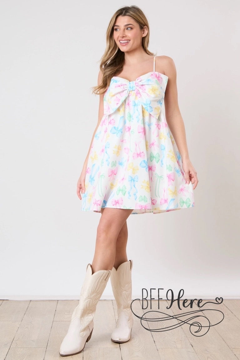 Ribbon Reverie: Vibrant Multicolor Dress - BFF Here