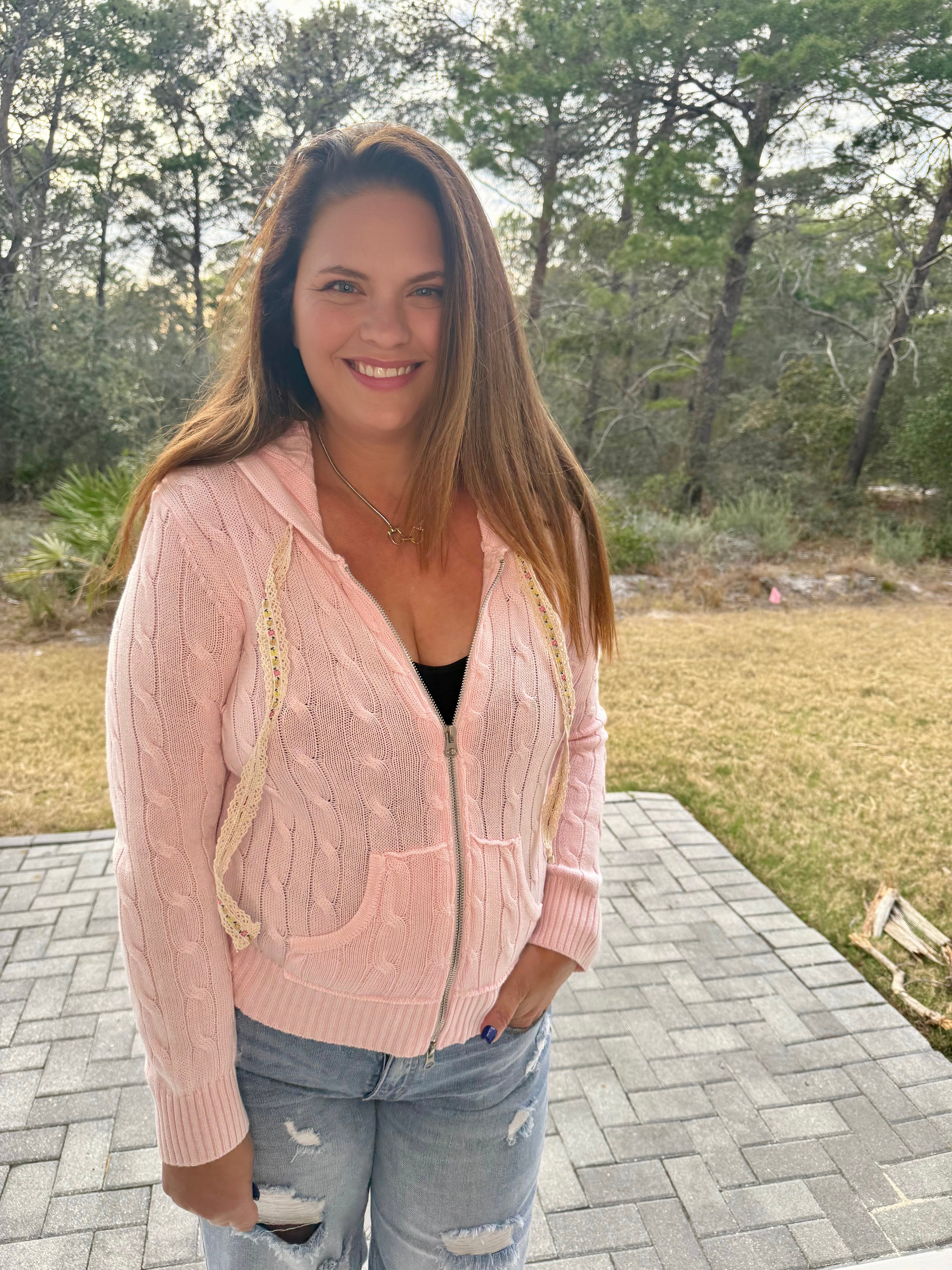 Full Sleeve Solid Acrylic Sweater Hoodie Zip Up Knit Top by POL (Ships 2-3 weeks) - BFF Here