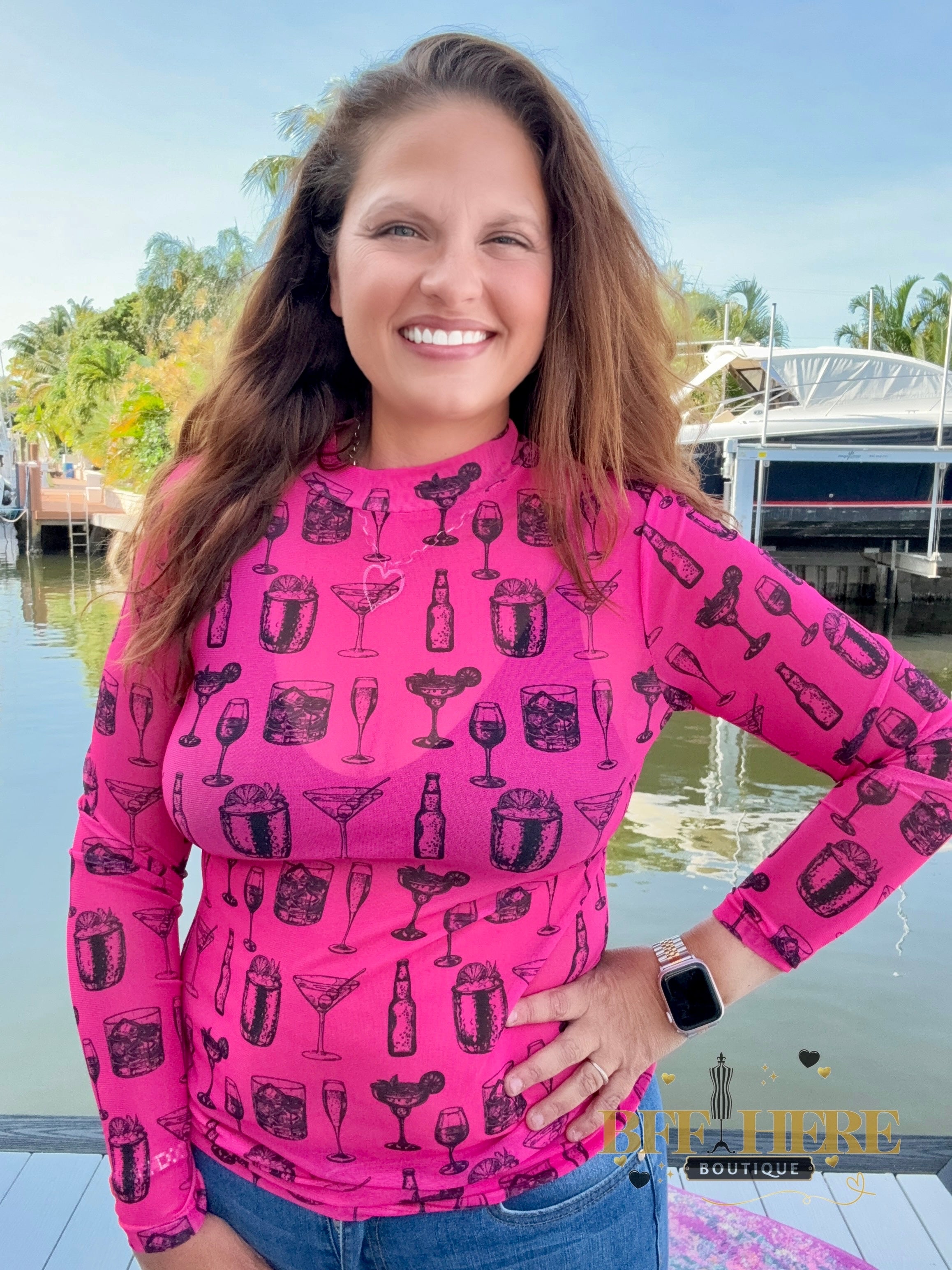 Buy You A Drink Mesh Top - BFF Here