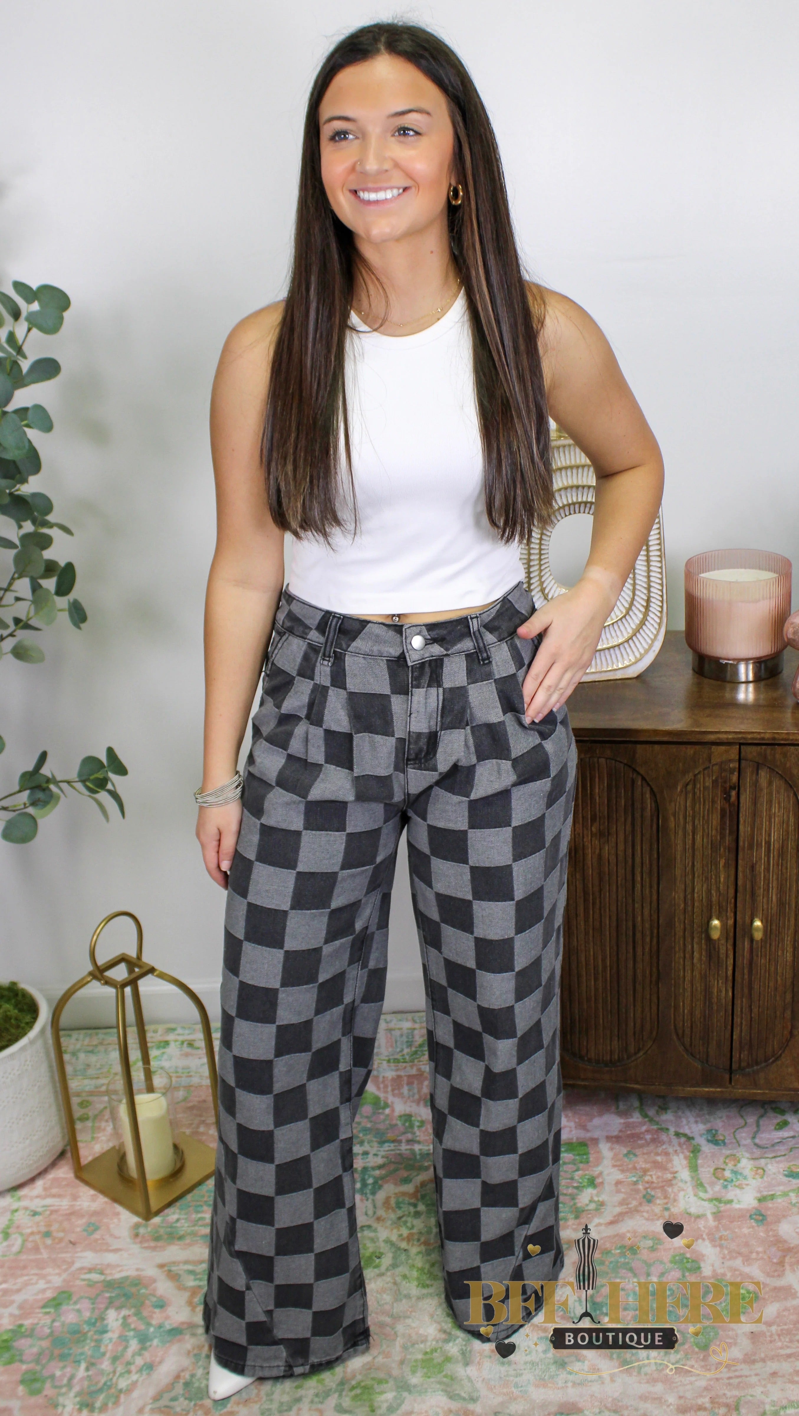 Checkmate Denim Pants - BFF Here