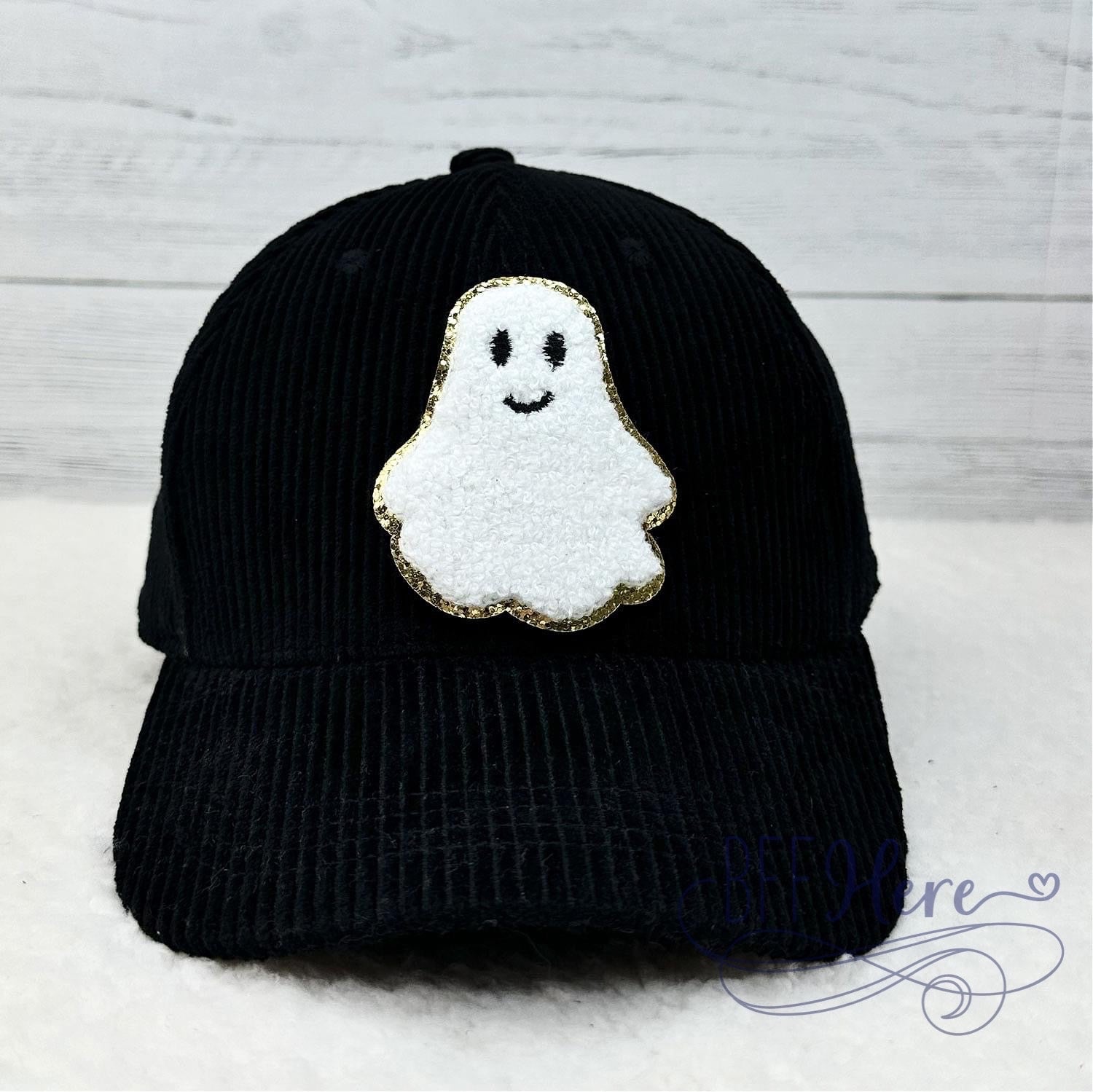 Hauntingly Chic: Halloween Corduroy Hat with Chenille Accent / Choice of Style - BFF Here