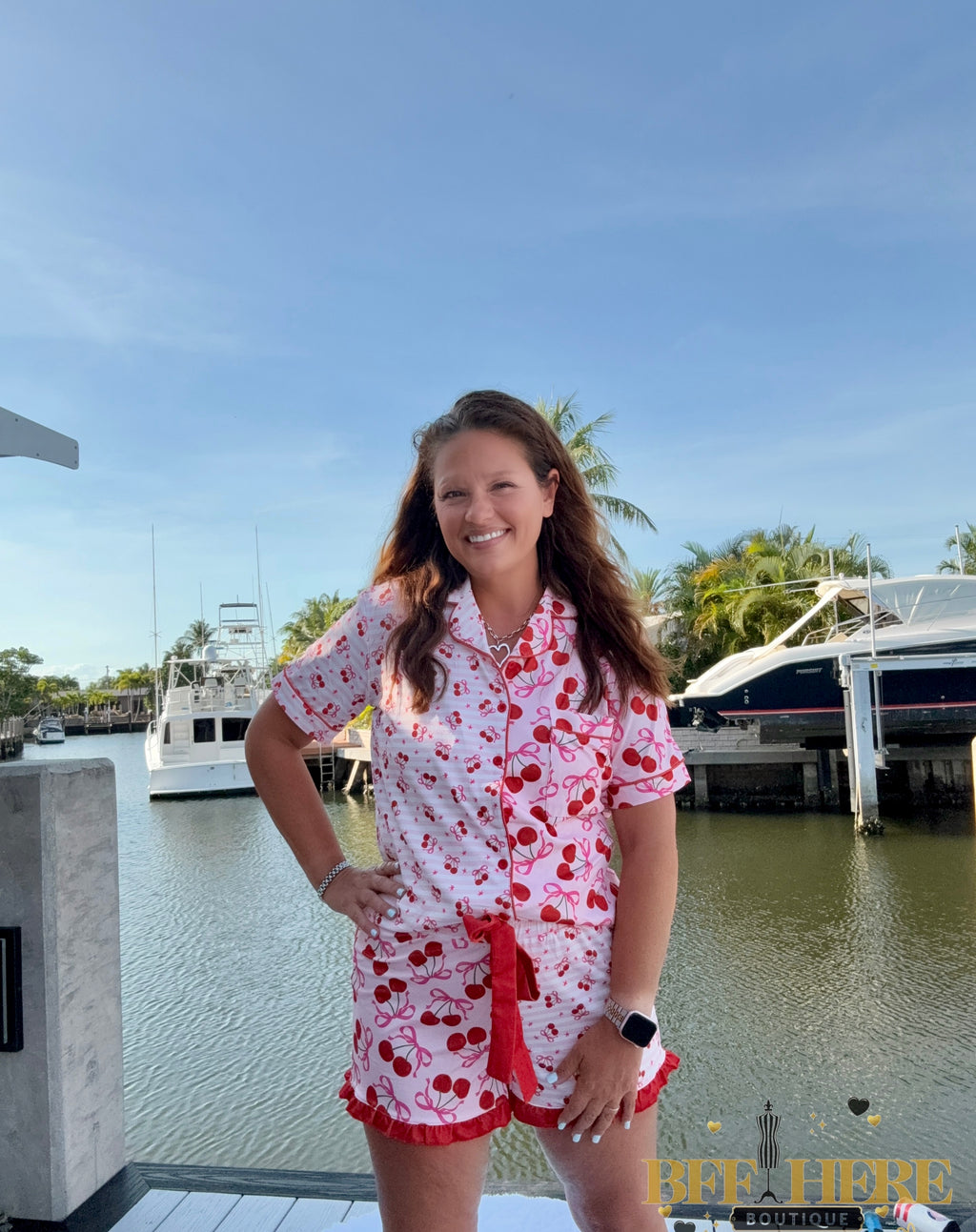 Cherry Bomb Ruffle Pajama Set by Jess Lea - BFF Here