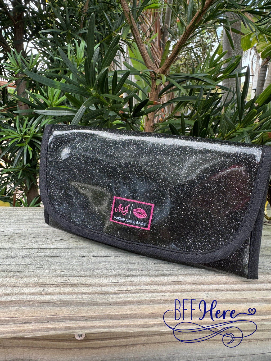 Onyx Glitter Sunglass Case by Makeup Junkie Bags - BFF Here