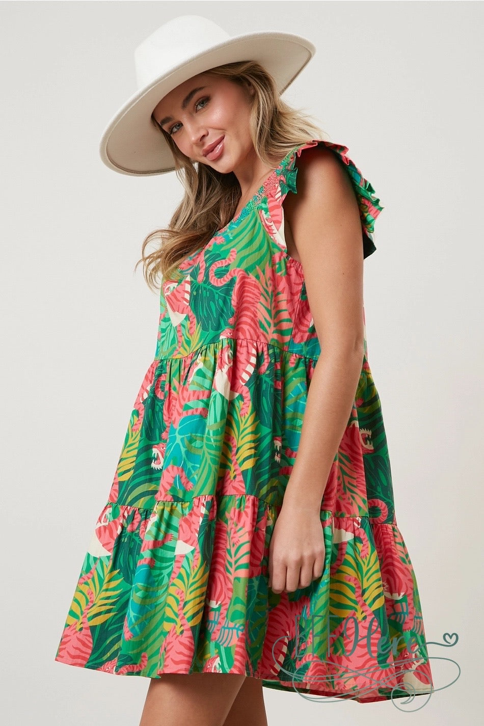 Jungle Majesty: Tropical Tiger Print Dress - BFF Here