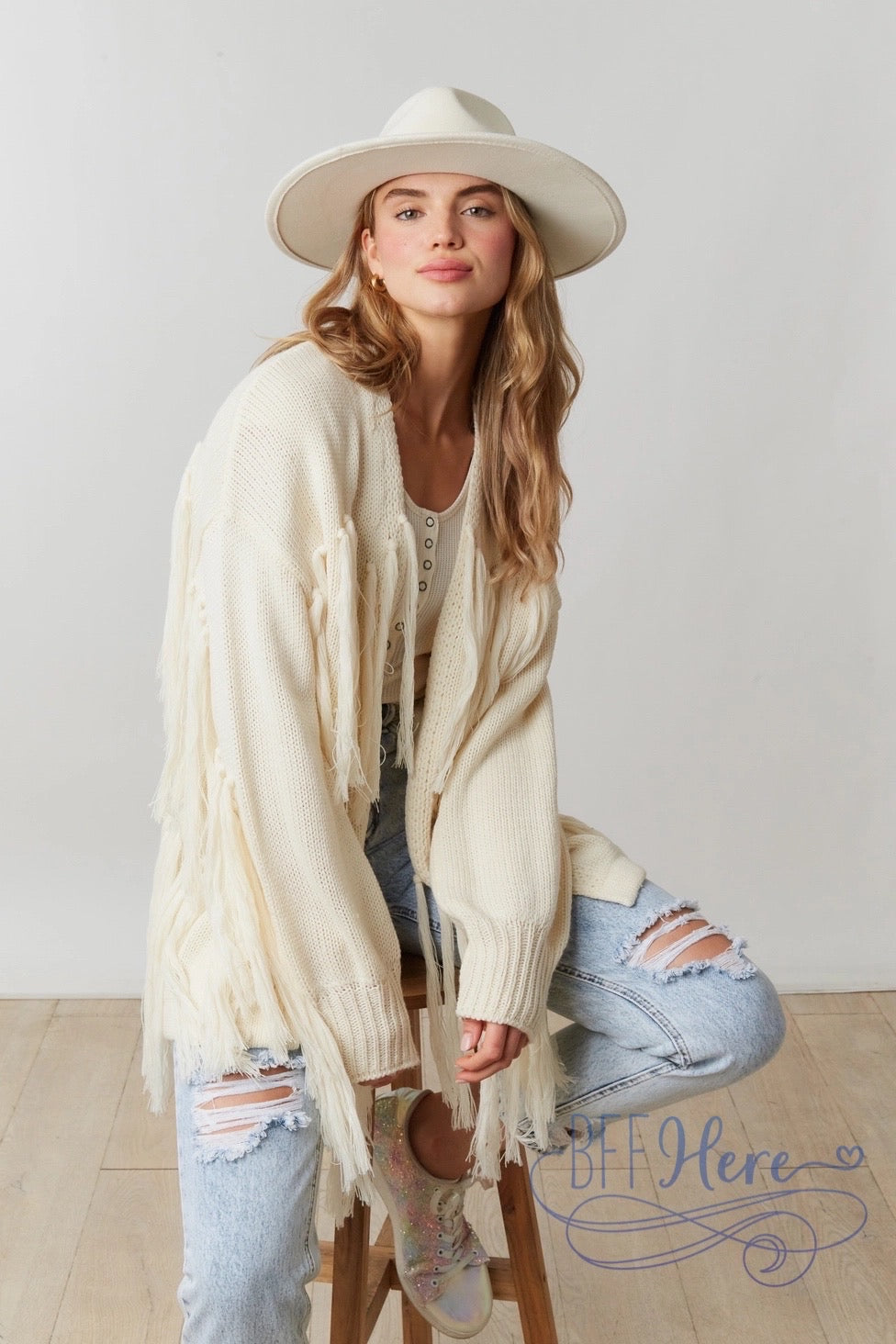 Colorful Cascade: The Fringe Cardigan / Choice of Color - BFF Here