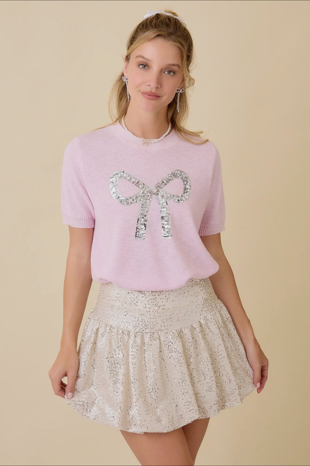 Too Glam to Give a Bow Sweater by Main Strip - BFF Here