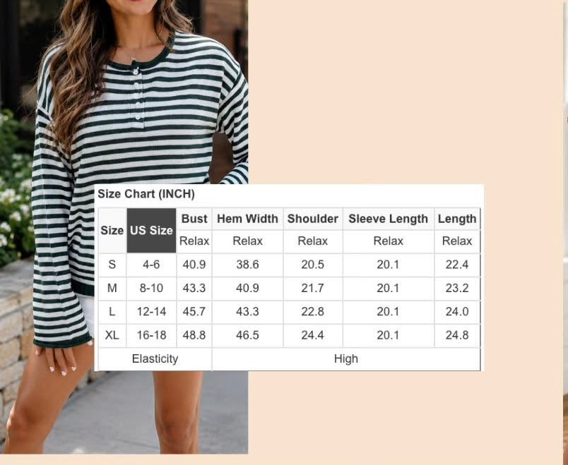 PREORDER: Evergreen Stripe Placket Sweater (ETA: September)
