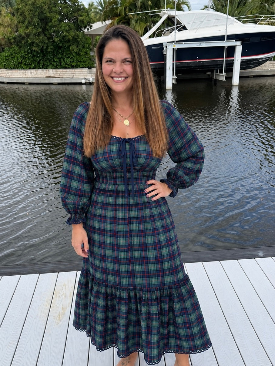 PREORDER: Evergreen Romance Plaid Midi Dress (ETA: November)