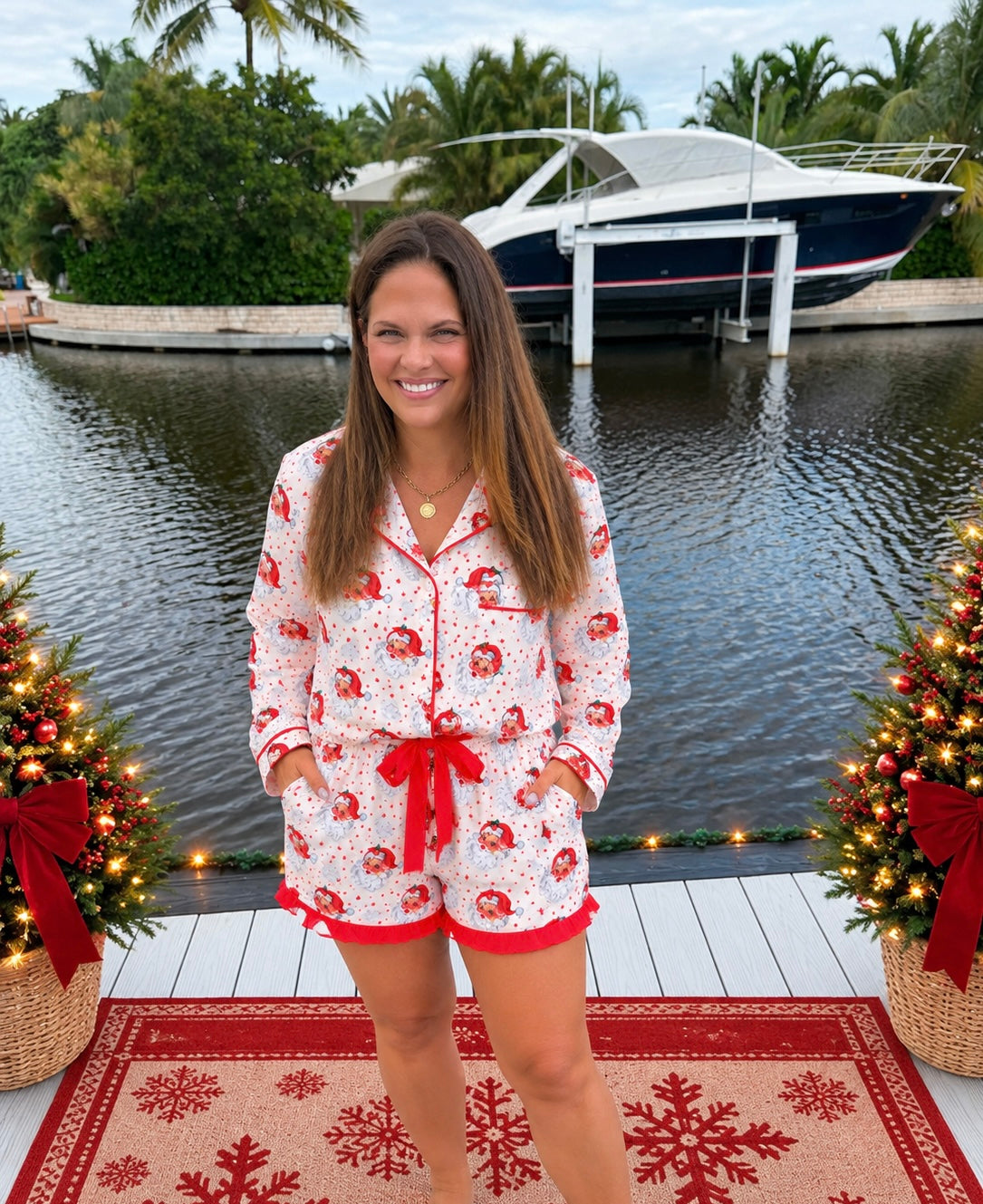 Vintage Santa Ruffle Pajama Set by Jess Lea