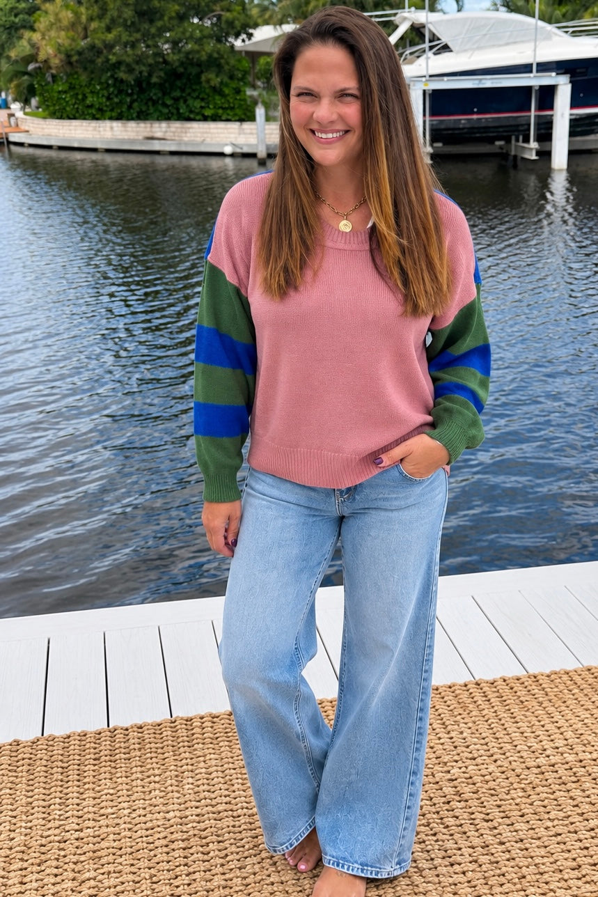 PREORDER: Color Me Cozy Striped Sleeve Sweater (ETA: November)