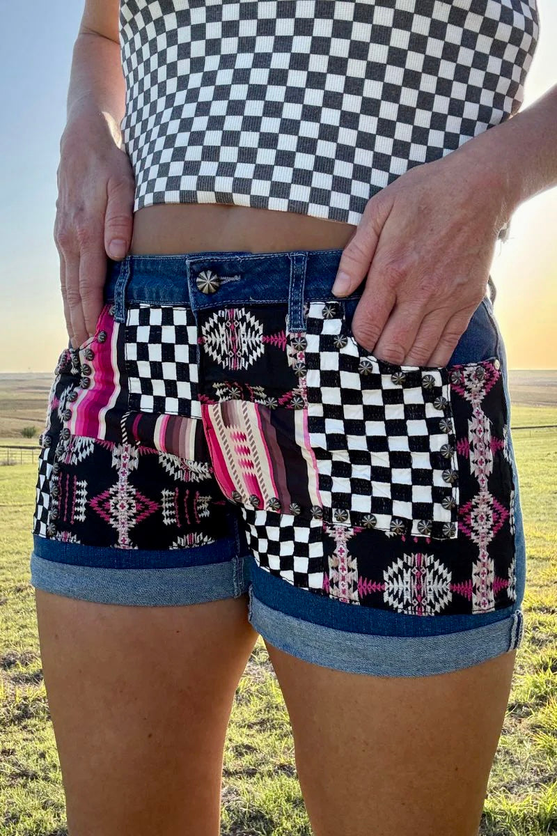 Patched Up Shorts Checked by Sterling Kreek - BFF Here
