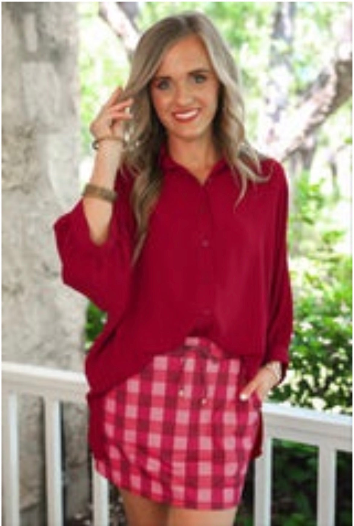 PREORDER: Sloane Button Up Top / Burgundy by Jess Lea (ETA: July)