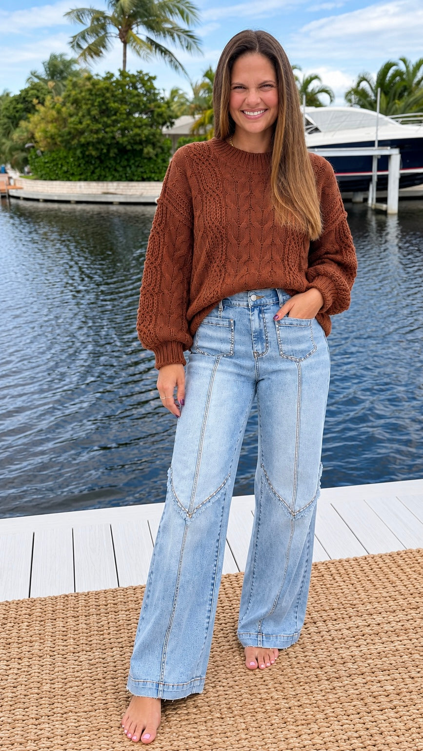 PREORDER: Coffee Break Cable Knit Sweater (ETA: November)