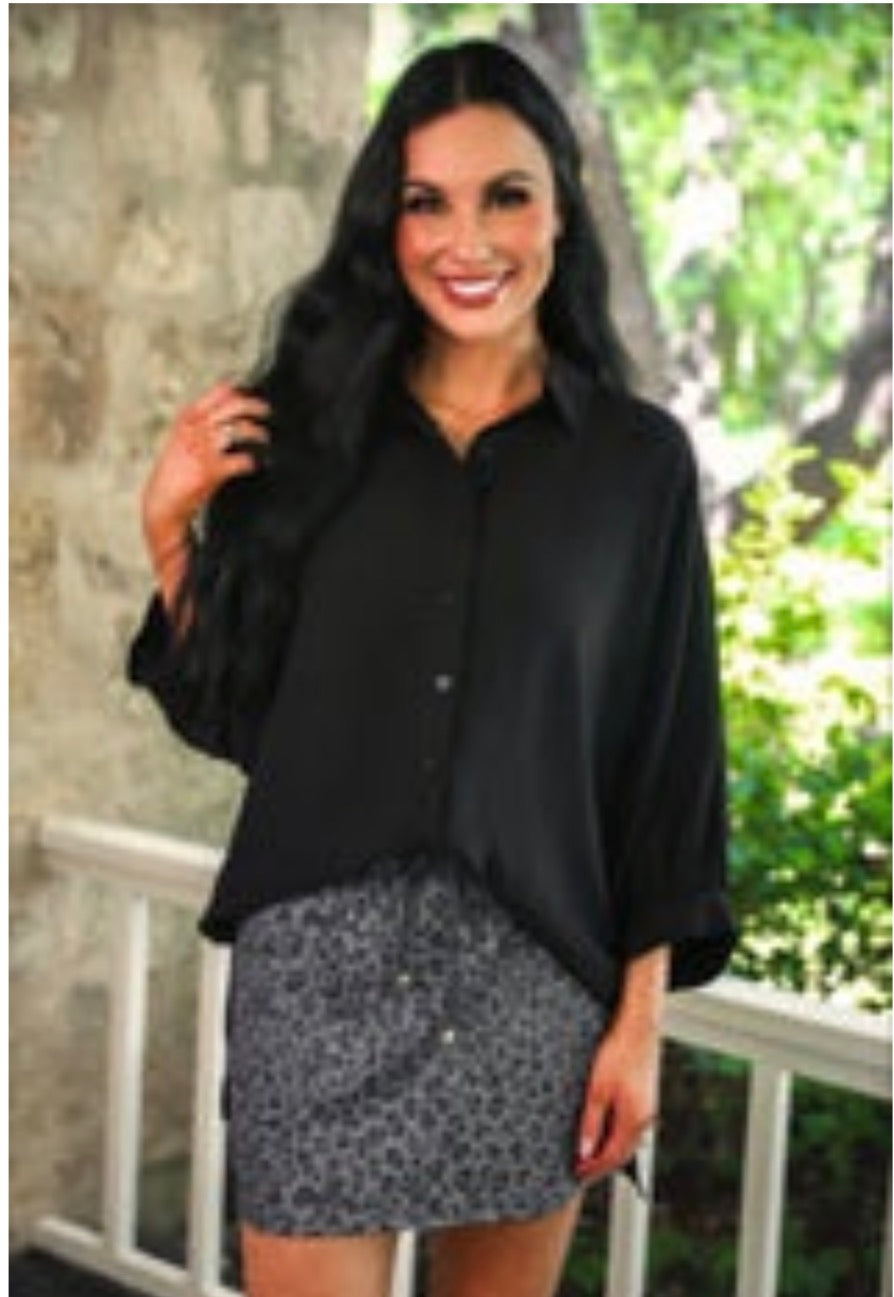 PREORDER: Sloane Button Up Top / Black by Jess Lea (ETA: July)