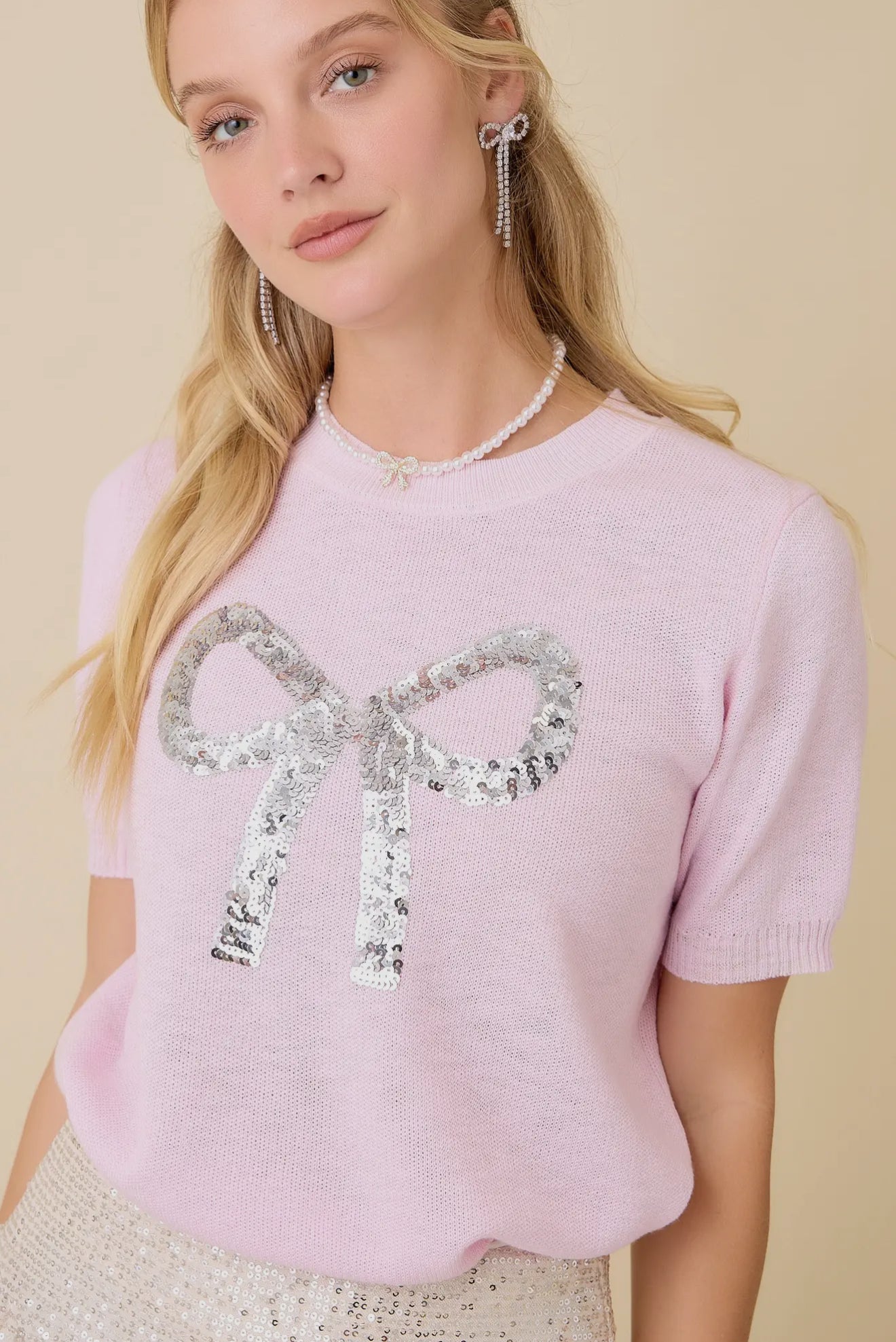 Too Glam to Give a Bow Sweater by Main Strip - BFF Here