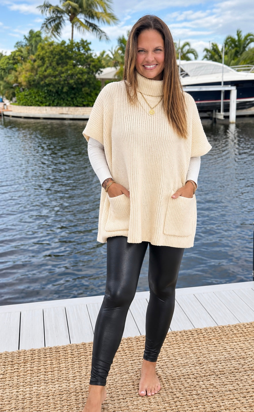 PREORDER: Cozy By The Coast Turtleneck Poncho (ETA: November)
