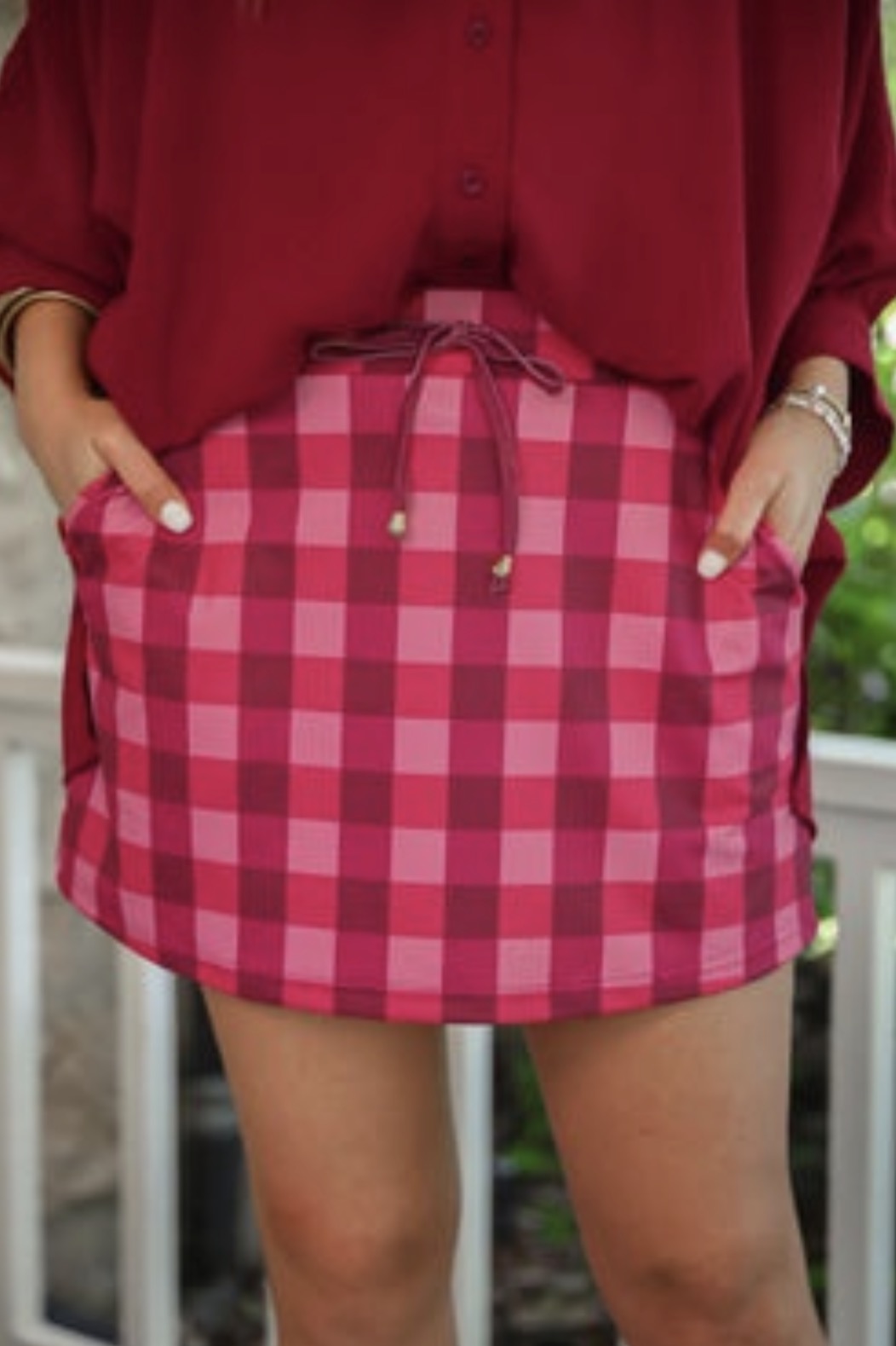 PREORDER: Cranberry Gingham Skort by Jess Lea (ETA: July)