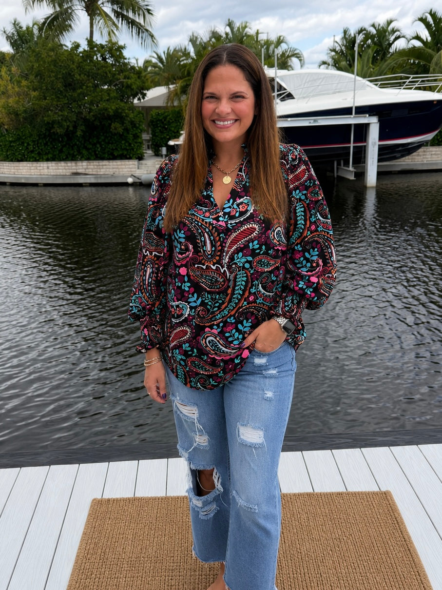Wild Berry Paisley Top by Sterling Kreek (Ships in 1-2 weeks)