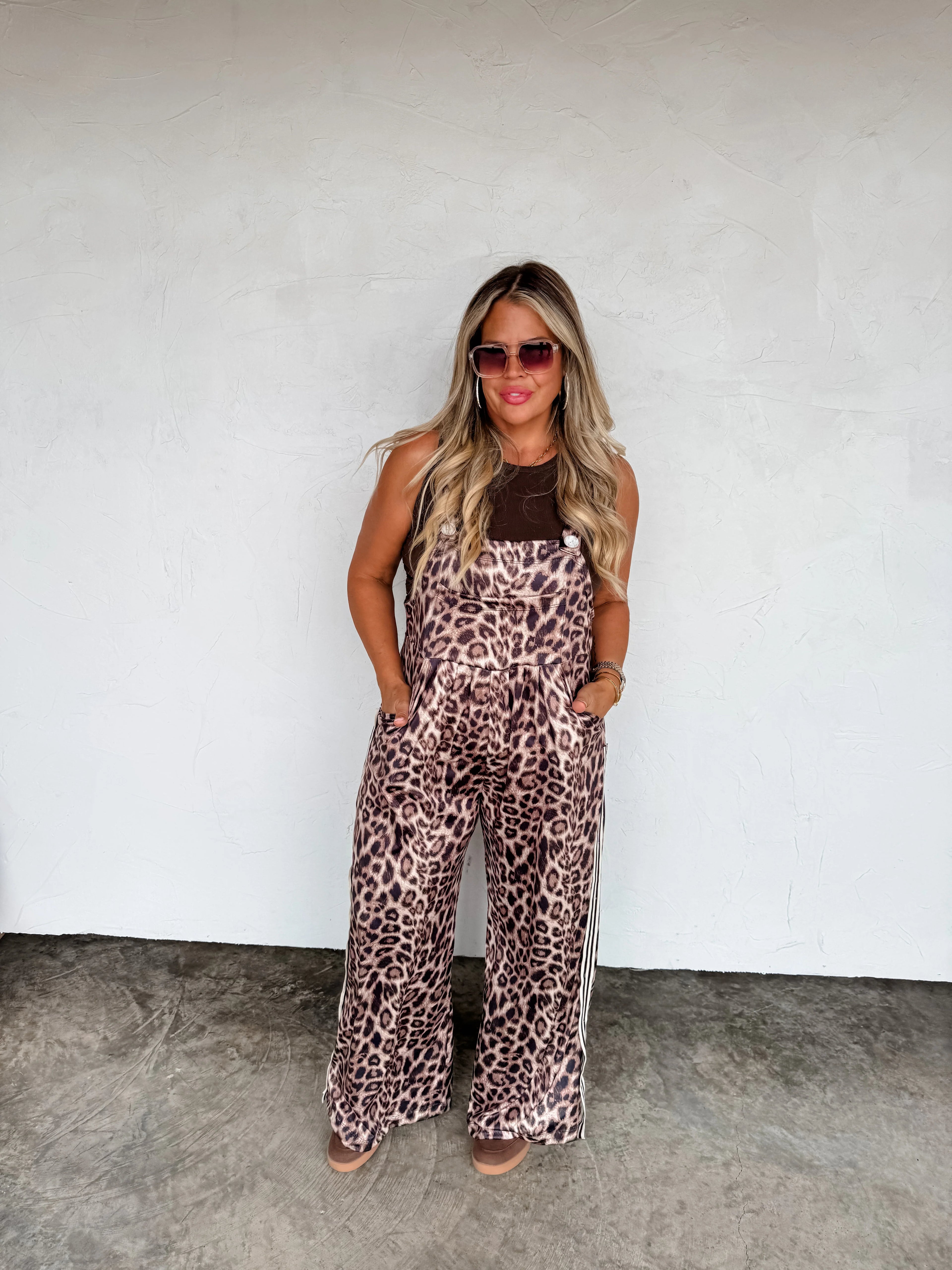 PREORDER: Karli Silky Cheetah Overalls by Blakeley (Beginning of October) - BFF Here