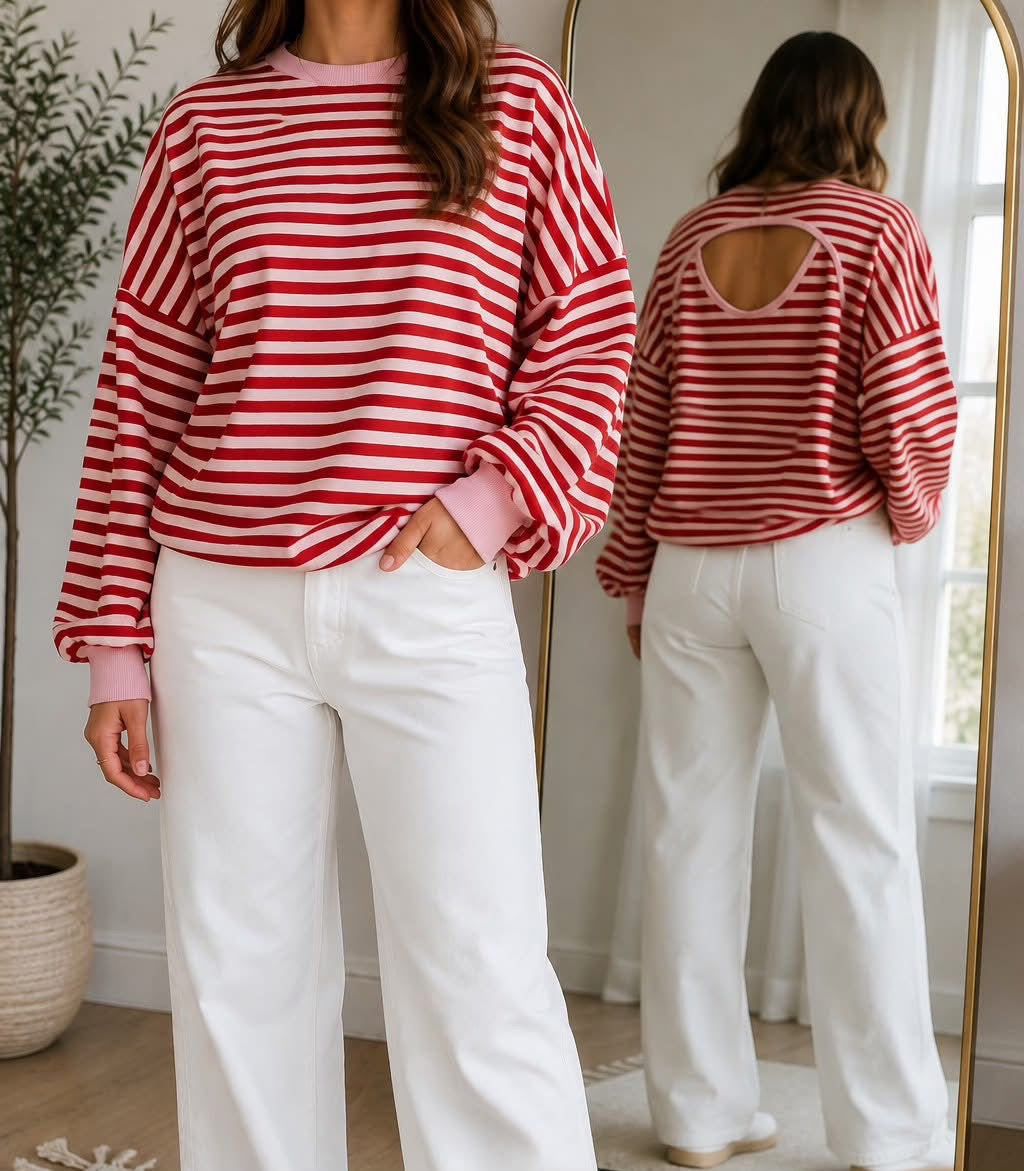 PREORDER: Cherry Stripe Open-Back Top (ETA: September)