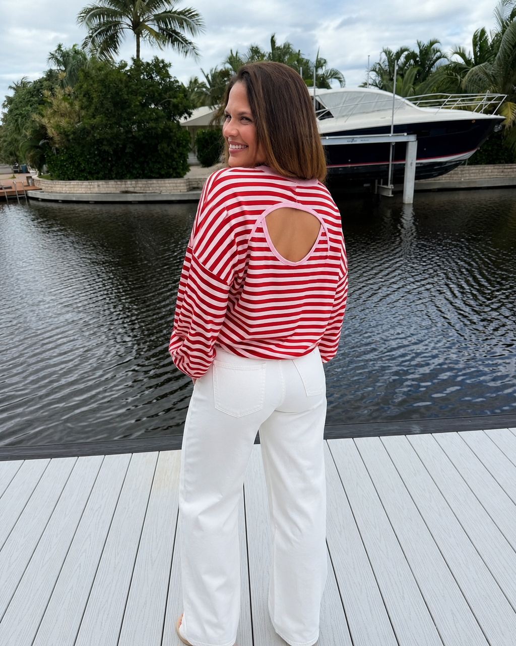 PREORDER: Cherry Stripe Open-Back Top (ETA: September)